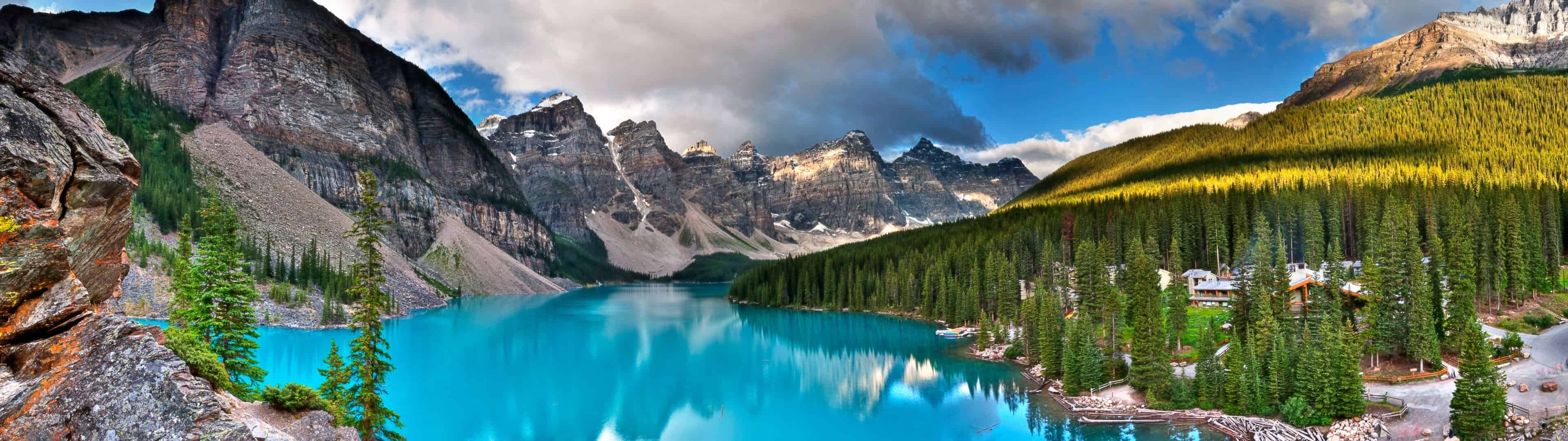 3840x1080 Moraine Lake Banff National Park Canada Dual Monitor Wallpaper, Dual Screen