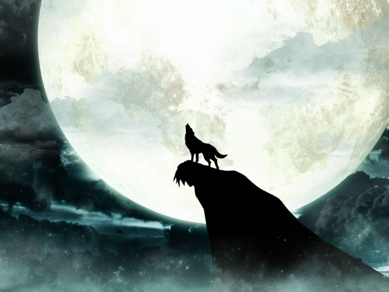 1280x960 Black And White Wolf Howling At The Moon Wallpaper, Desktop