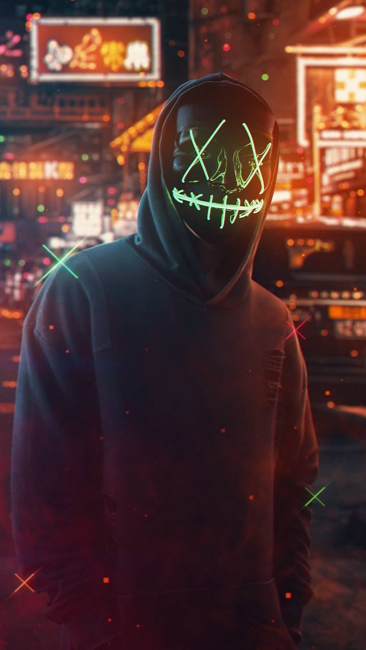 720x1280 Glowing Neon Purge Mask Wallpaper, Phone