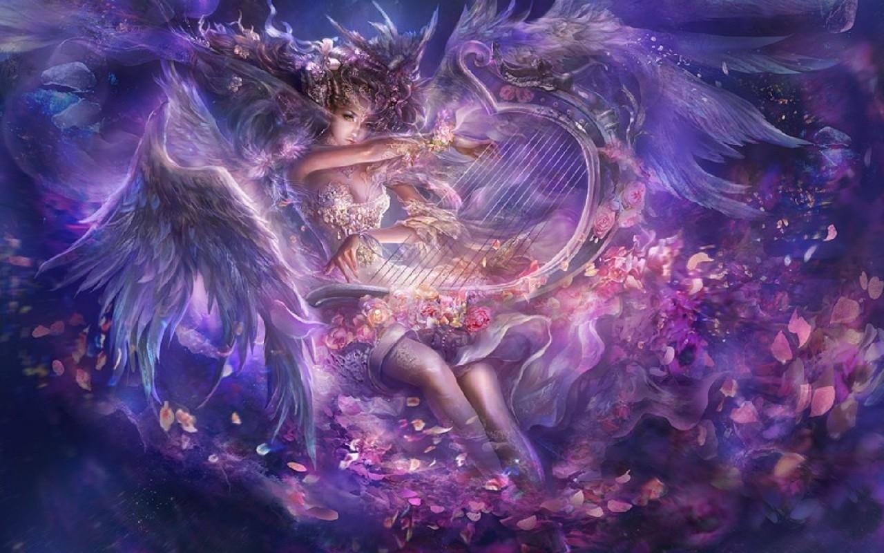 1280x800 Woman Dress Wings Harp Roses wallpaper. Woman Dress Wings Harp, Desktop