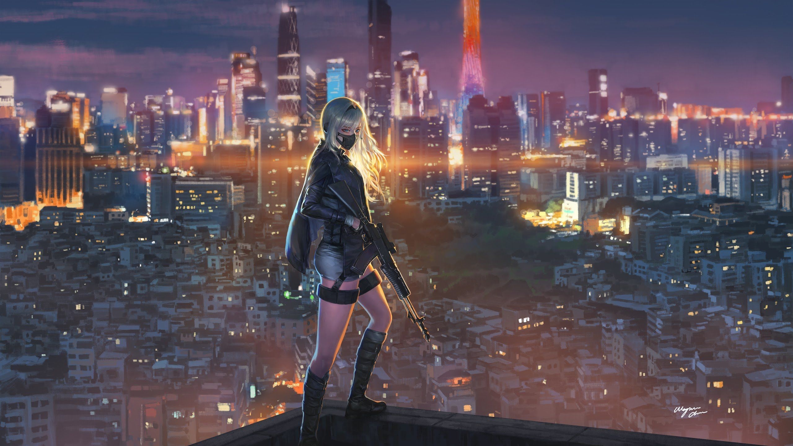 2560x1440 4k Wallpaper Anime City, Desktop