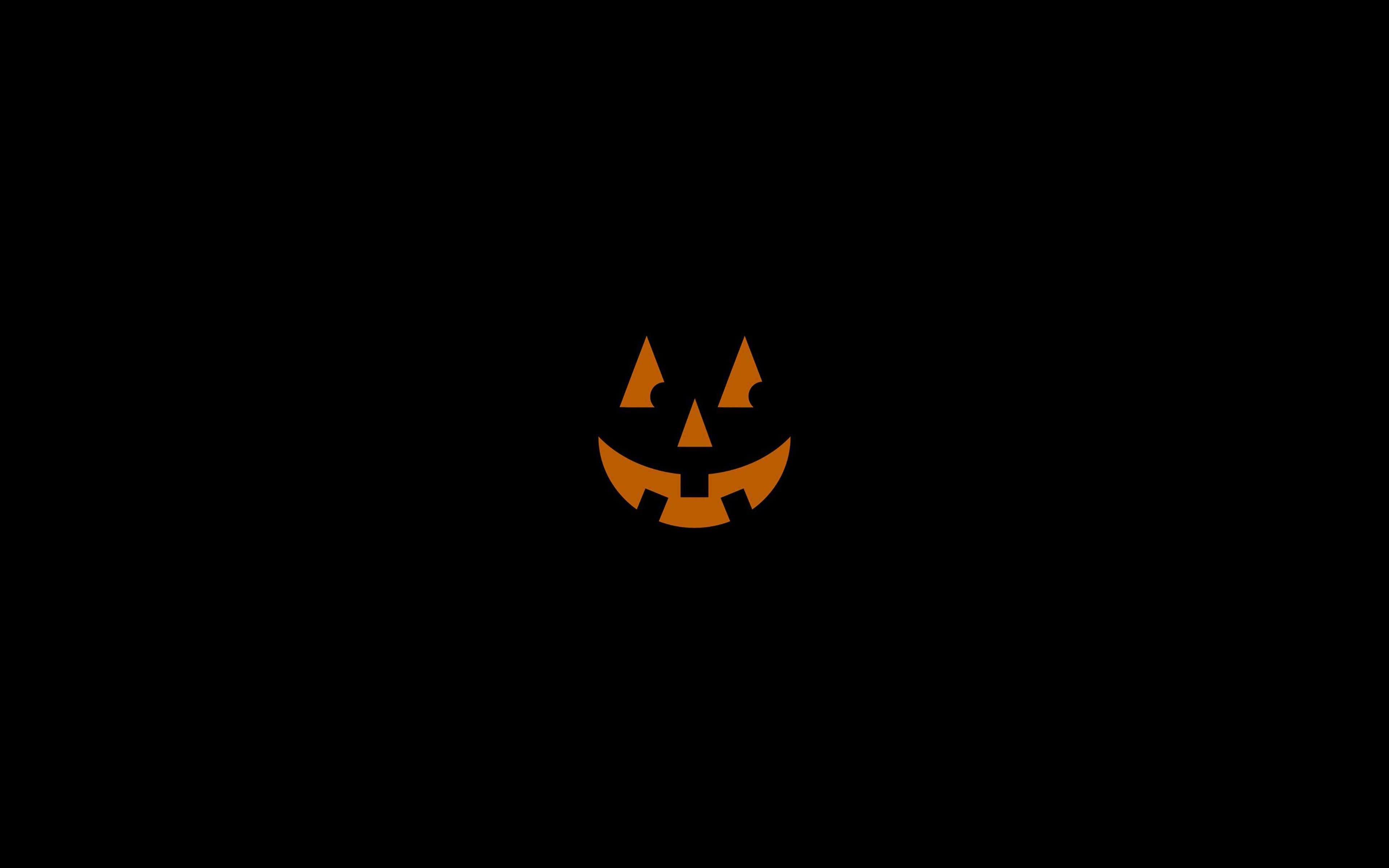 3840x2400 Pumpkin Smile Halloween Minimal, Desktop