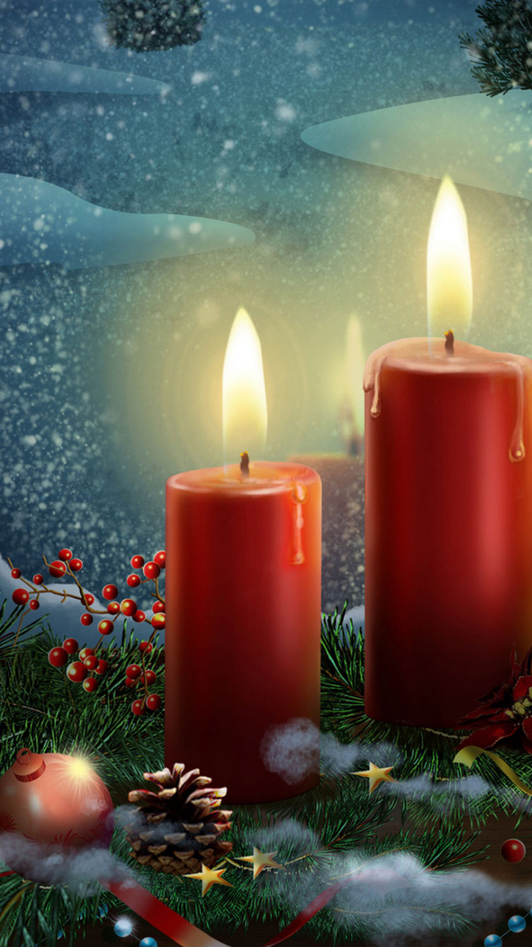 750x1340 Christmas Candle Best Wallpaper 23806, Phone