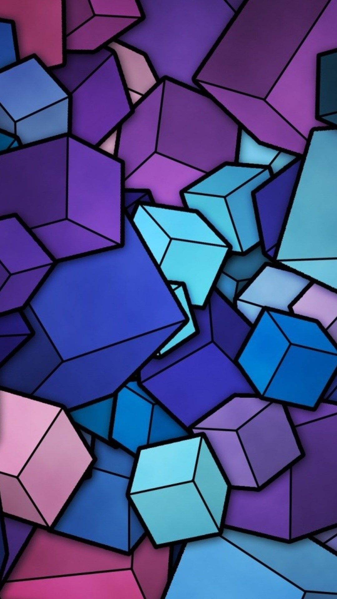 1080x1920 Abstract Blue Cyan Purple Cubes iPhone 6 Plus HD Wallpaper HD, Phone