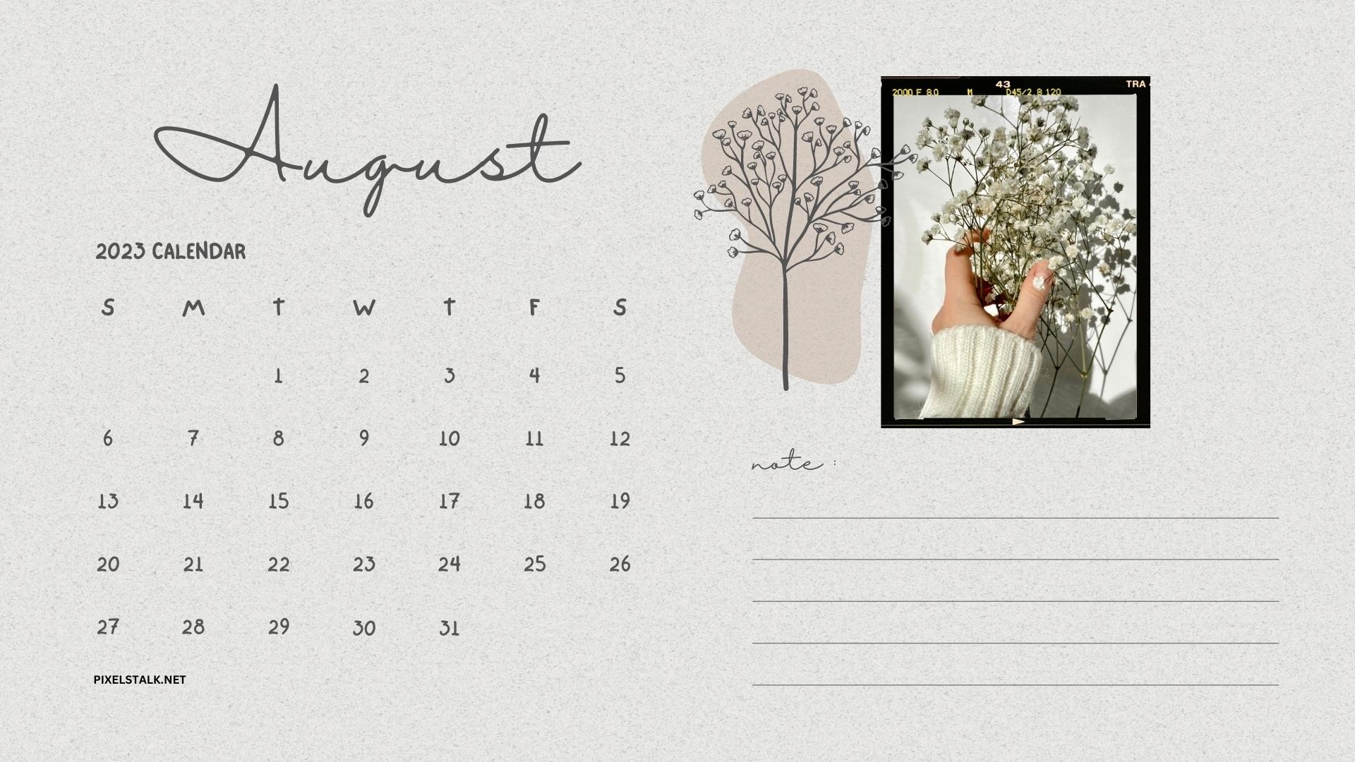 1920x1080 August 2023 Calendar Background for Desktop, Desktop