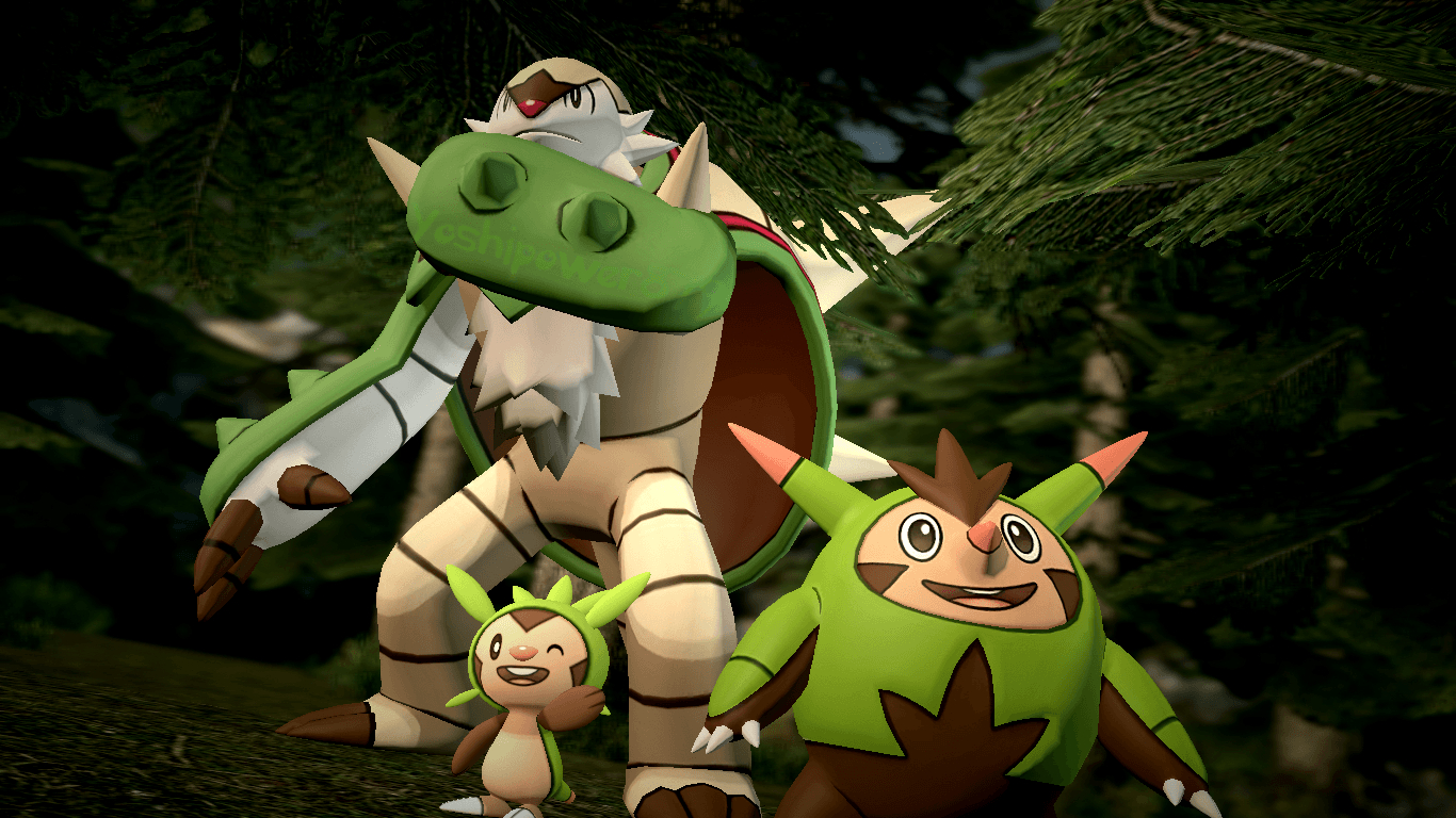 1370x770 Chespin, Quilladin and Chesnaught, Desktop