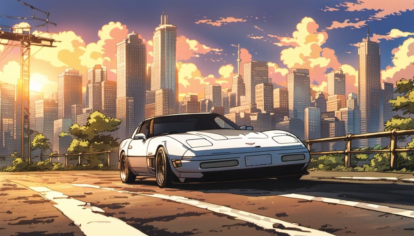 1350x770 Anime Style Chevrolet Corvette C4, Desktop