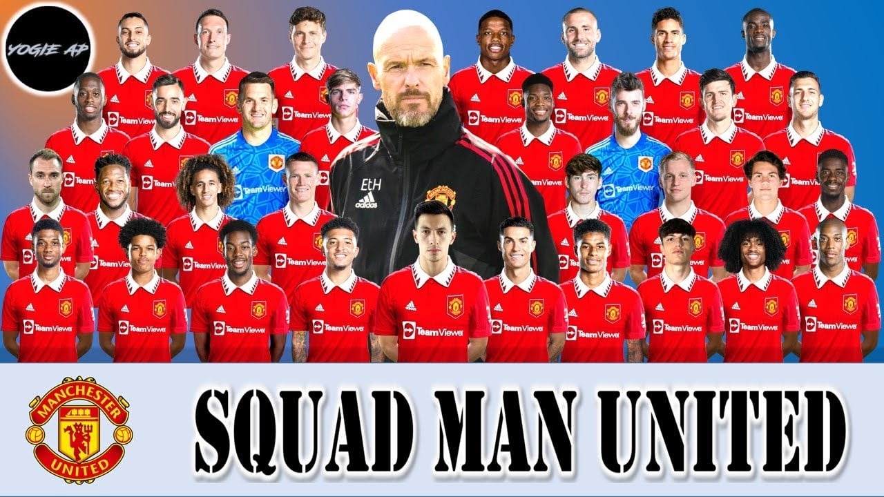 1280x720 Manchester United Full Squad Premier League Seasons 2022 2023 With Martínez Under Erik Ten Hag, Desktop