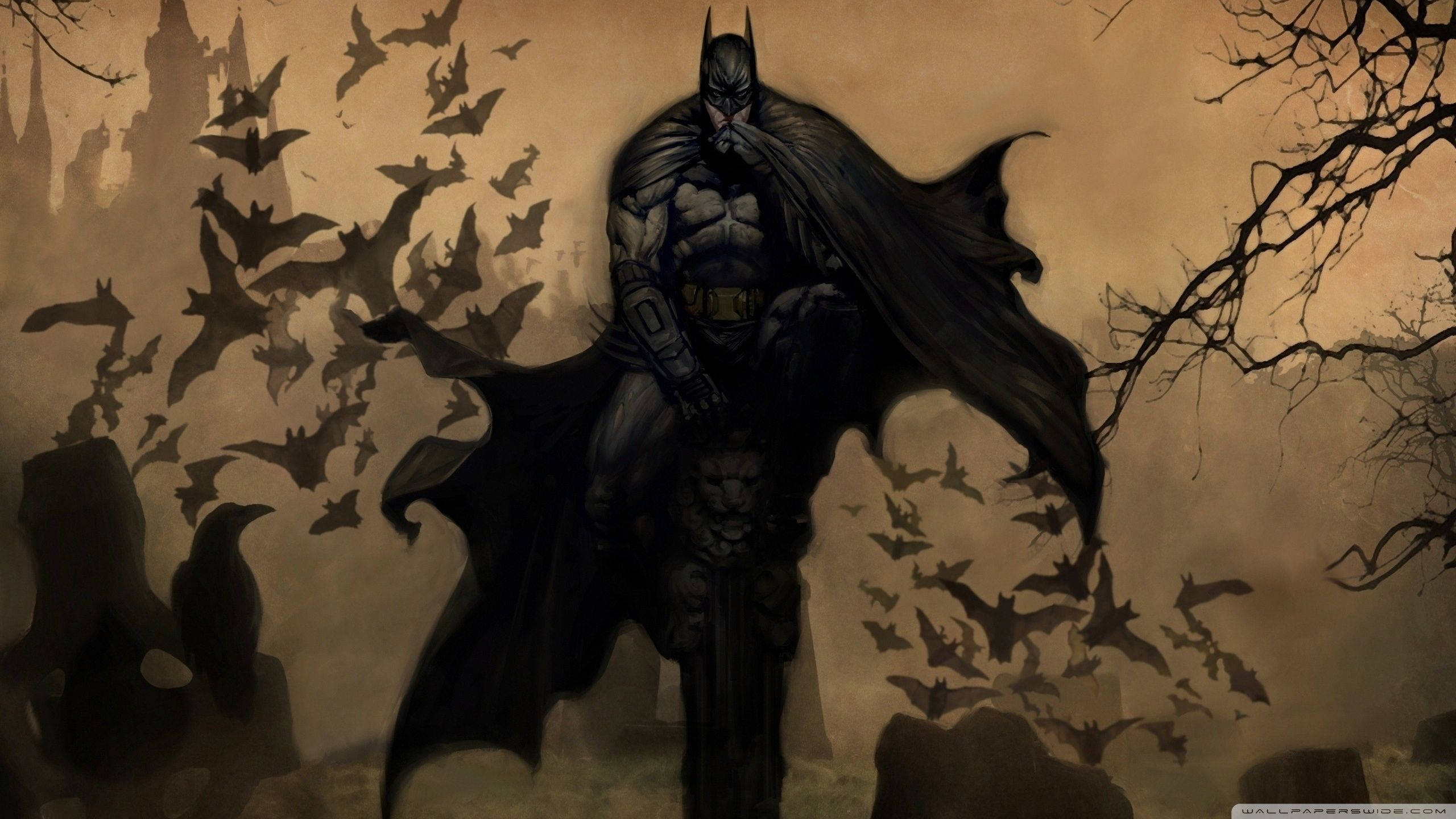 2560x1440 Download Creepy Batman In Forest Wallpaper, Desktop