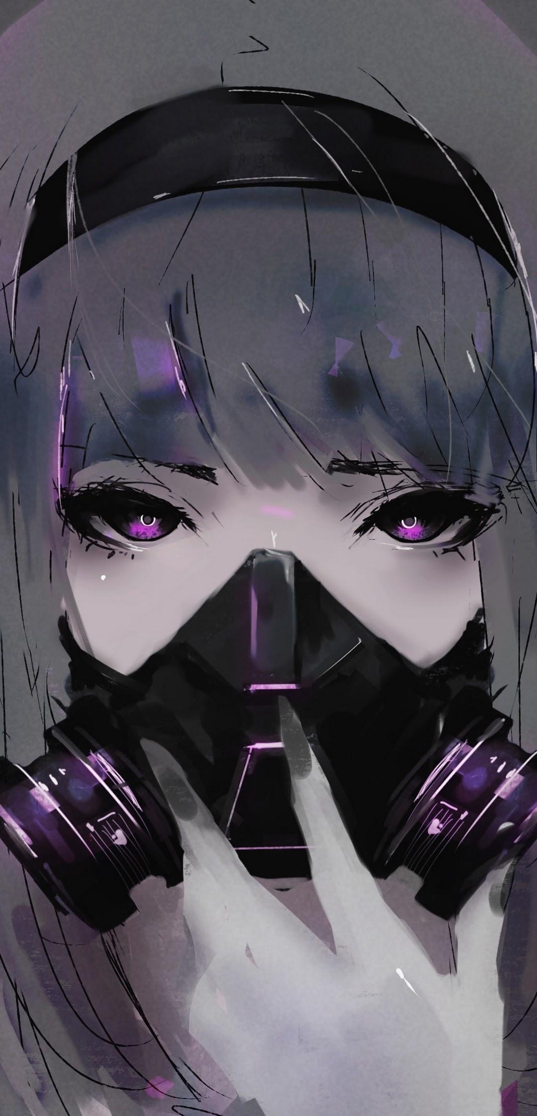 1080x2250 Anime, Girl, Gas Mask, 4K, 3840x Wallpaper, Phone