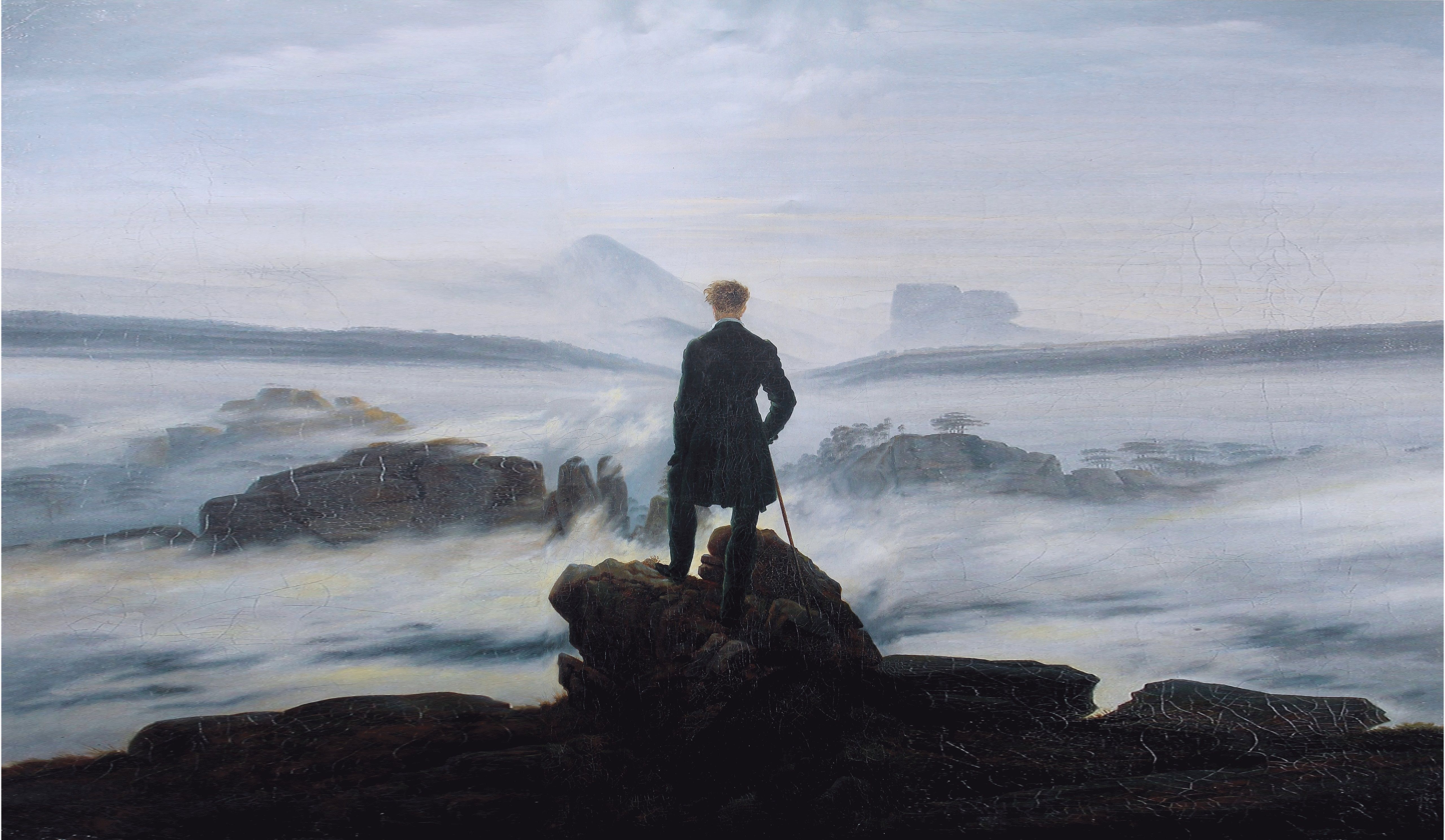 5120x2980 Wanderer above the sea fog, Caspar David Friedrich, oil on canvas, c. 1818, Desktop