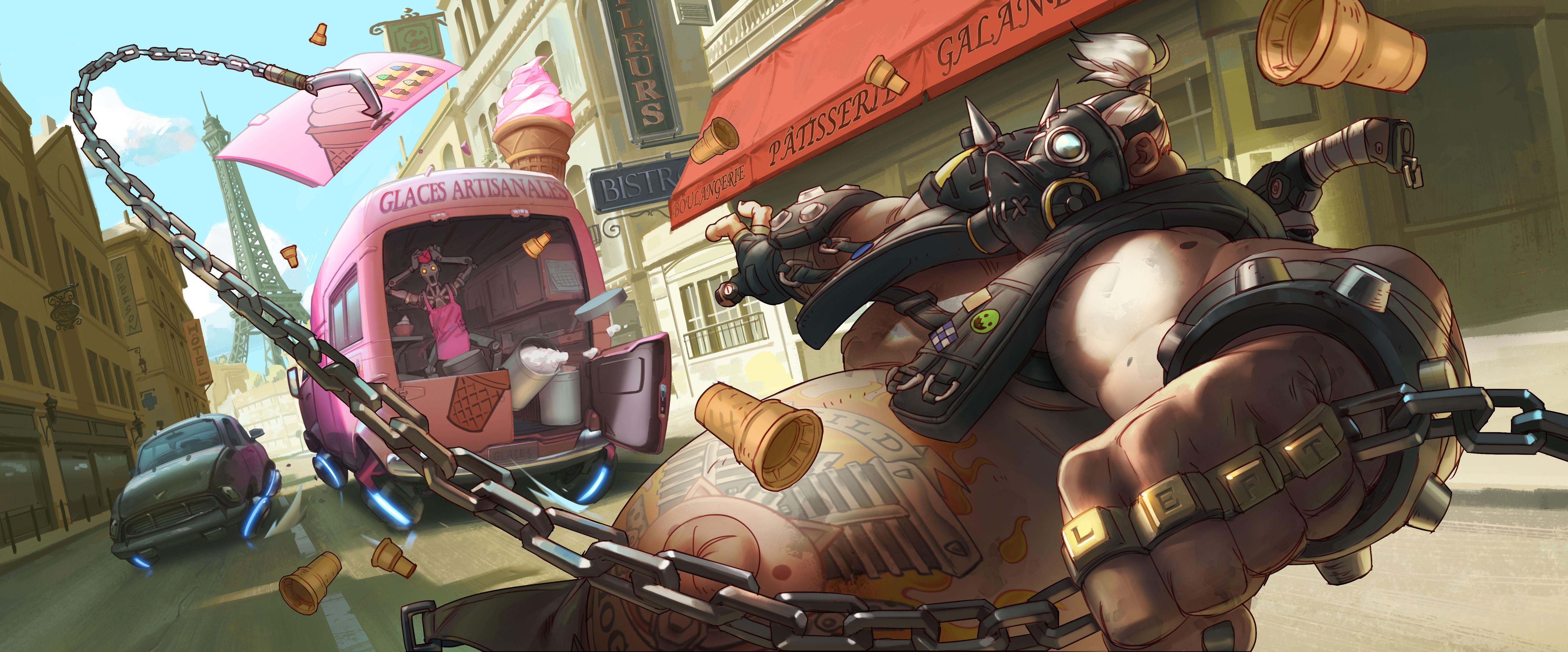 6220x2590 Roadhog (Overwatch) HD Wallpaper, Dual Screen