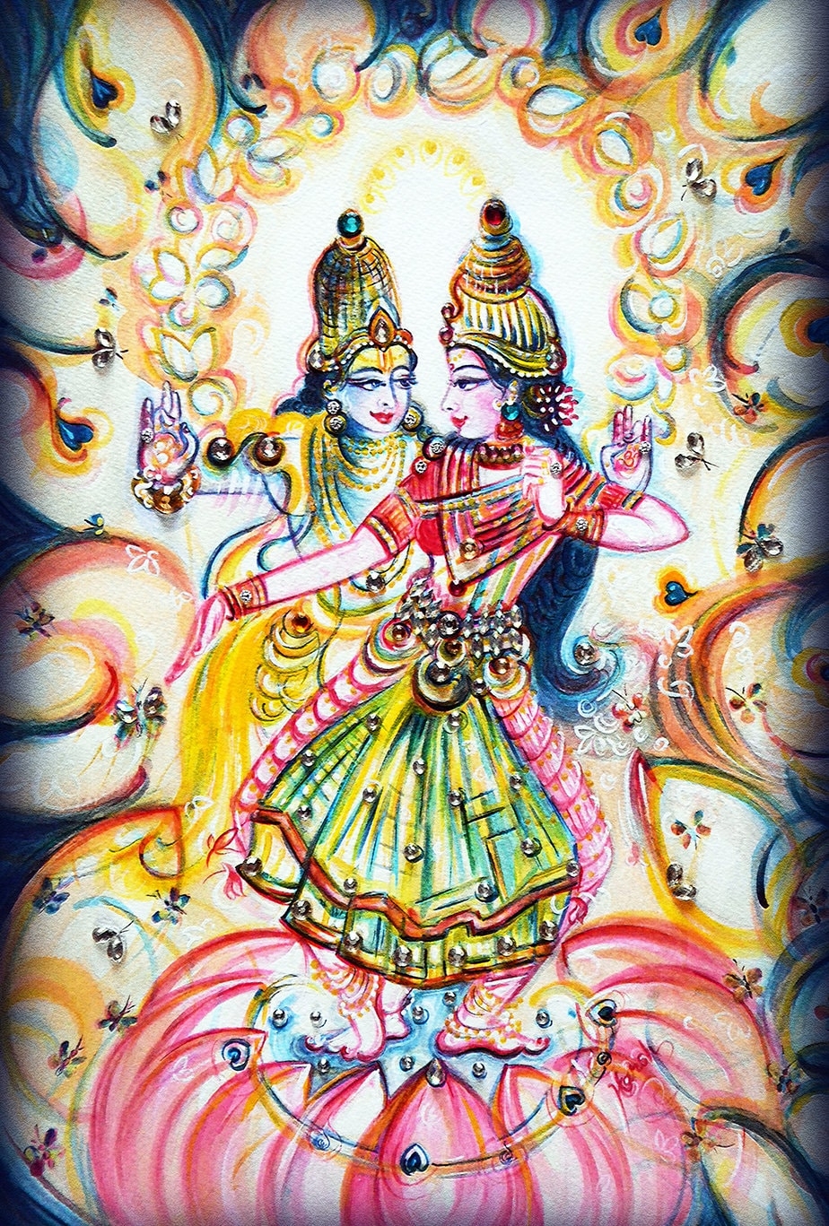 930x1370 Radha Krishna Lakshmi Narayana God Vishnu Cosmic Dance, Phone