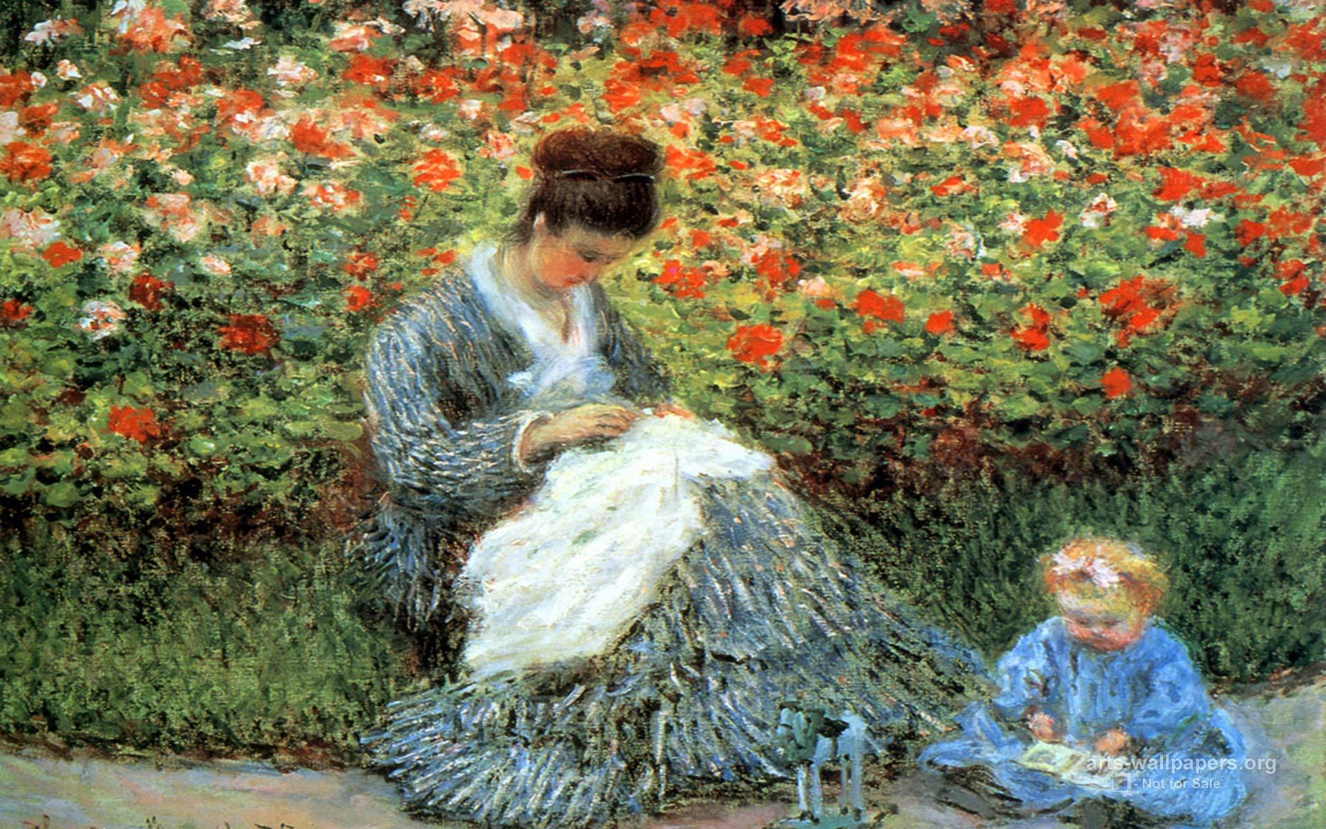 1920x1200 Painting Claude Monet with a child wallpaper and image, Desktop