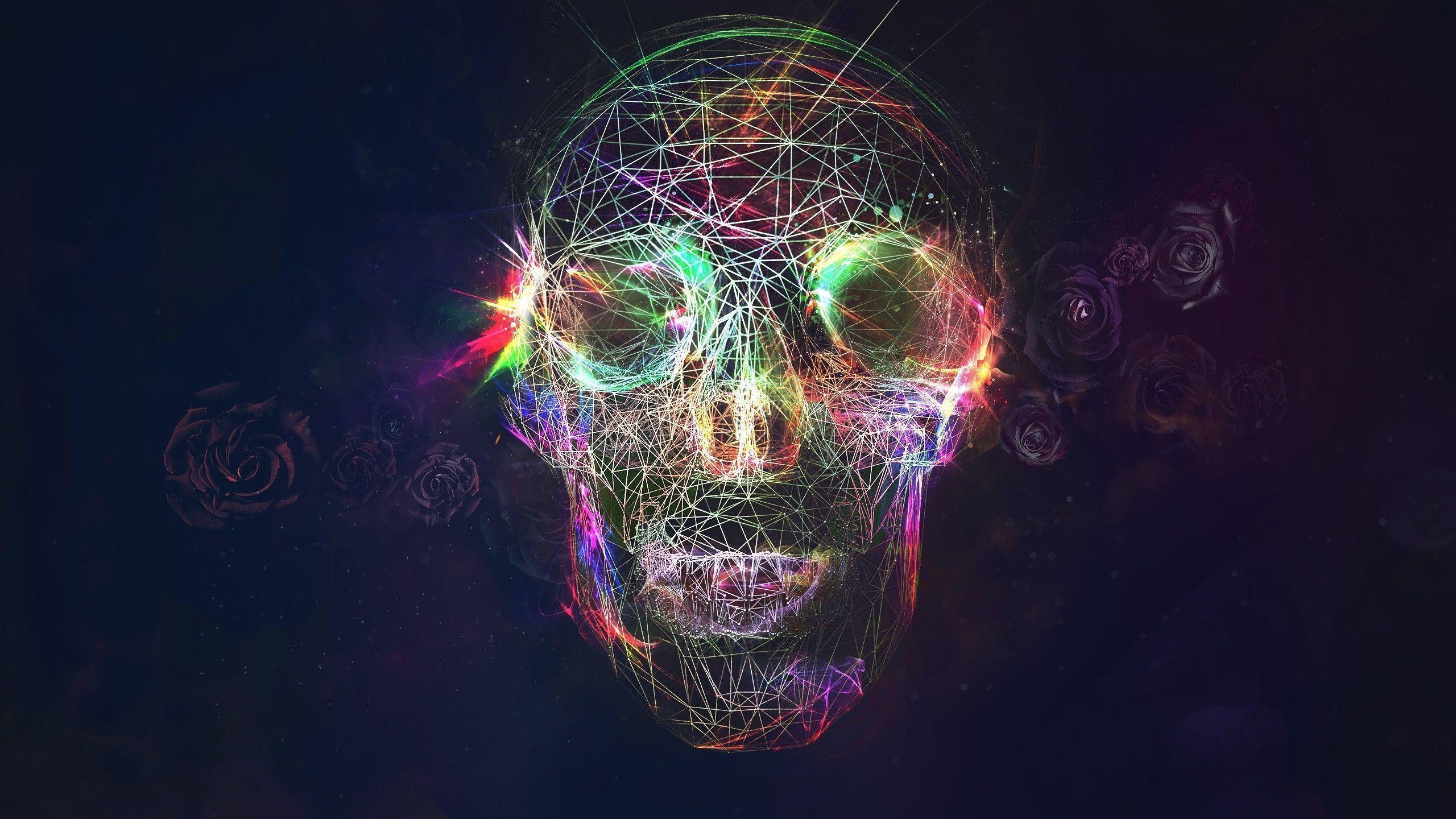 2560x1440 Download Wallpaper  skull, abstract, bright, background, Desktop