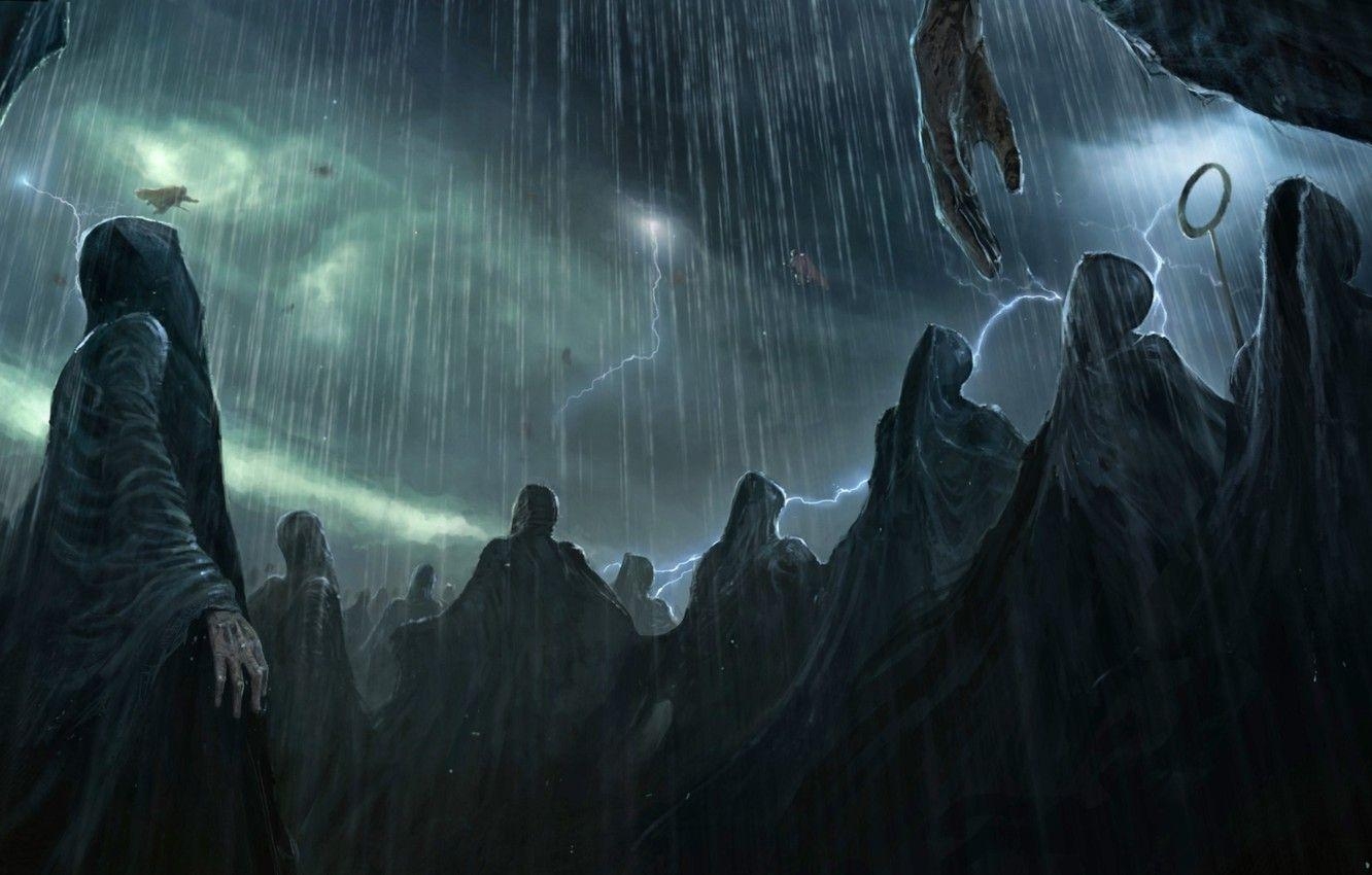 1340x850 Wallpaper Rain, Harry Potter, Art, Harry Potter, The shower, Desktop