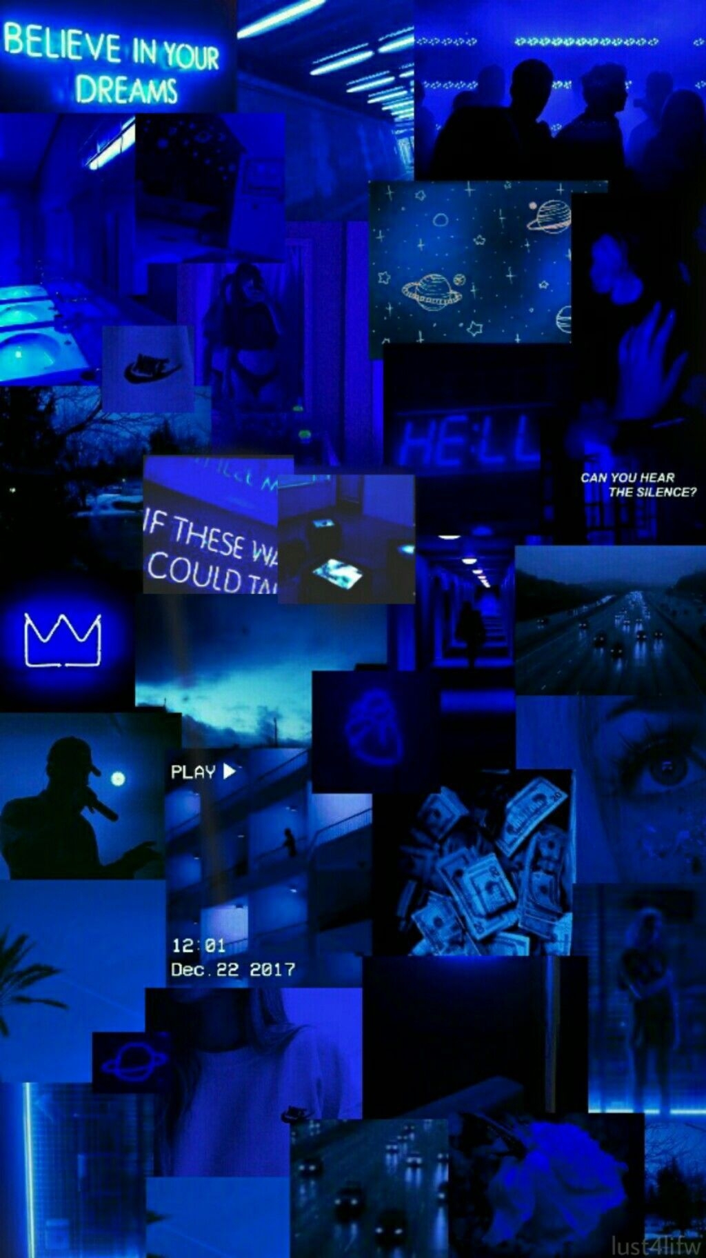 1030x1830 Dark Blue Aesthetic Picture Collage, Phone