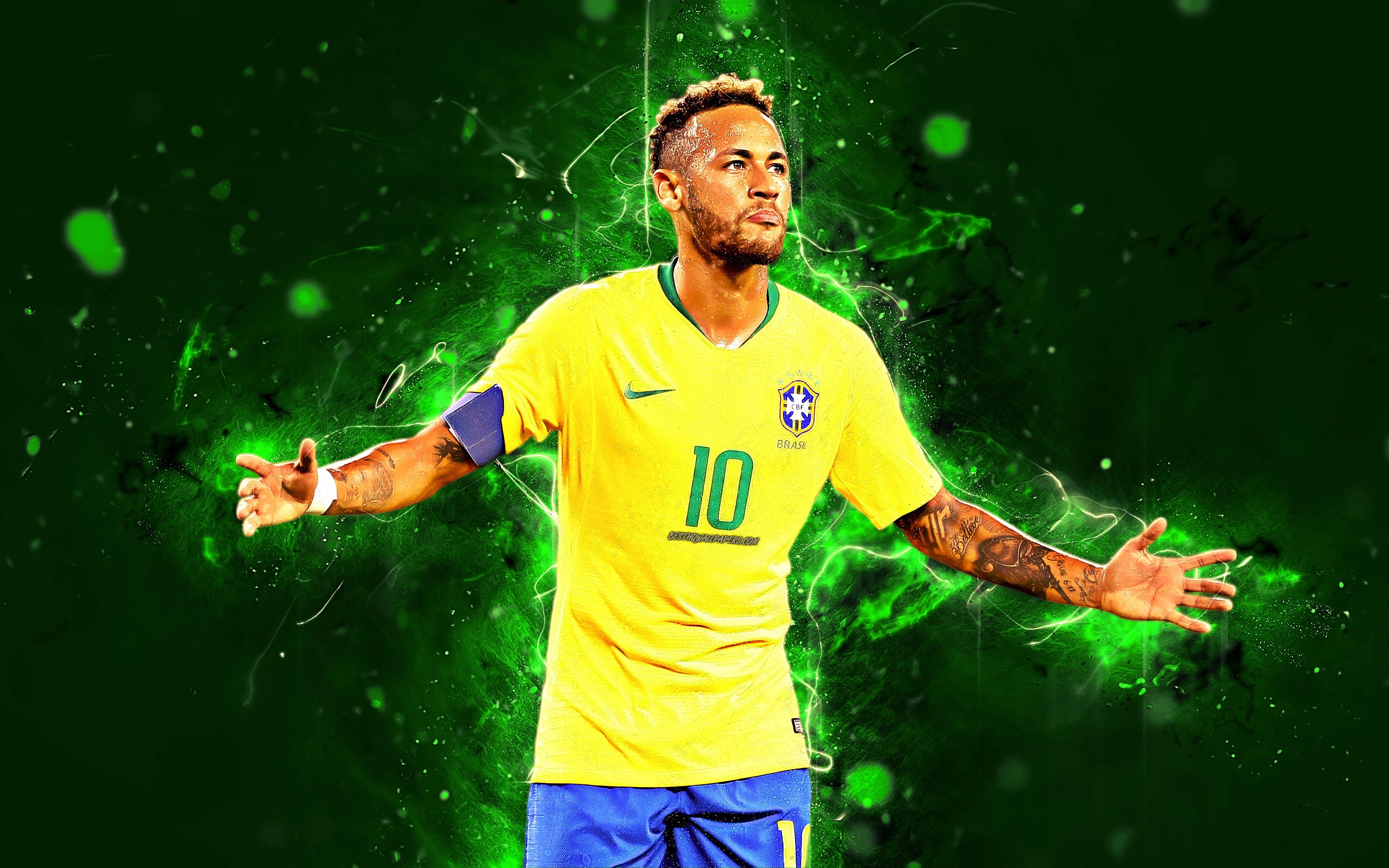 3840x2400 Download wallpaper Neymar, goal, 4k, Brazil National Team, fan, Desktop