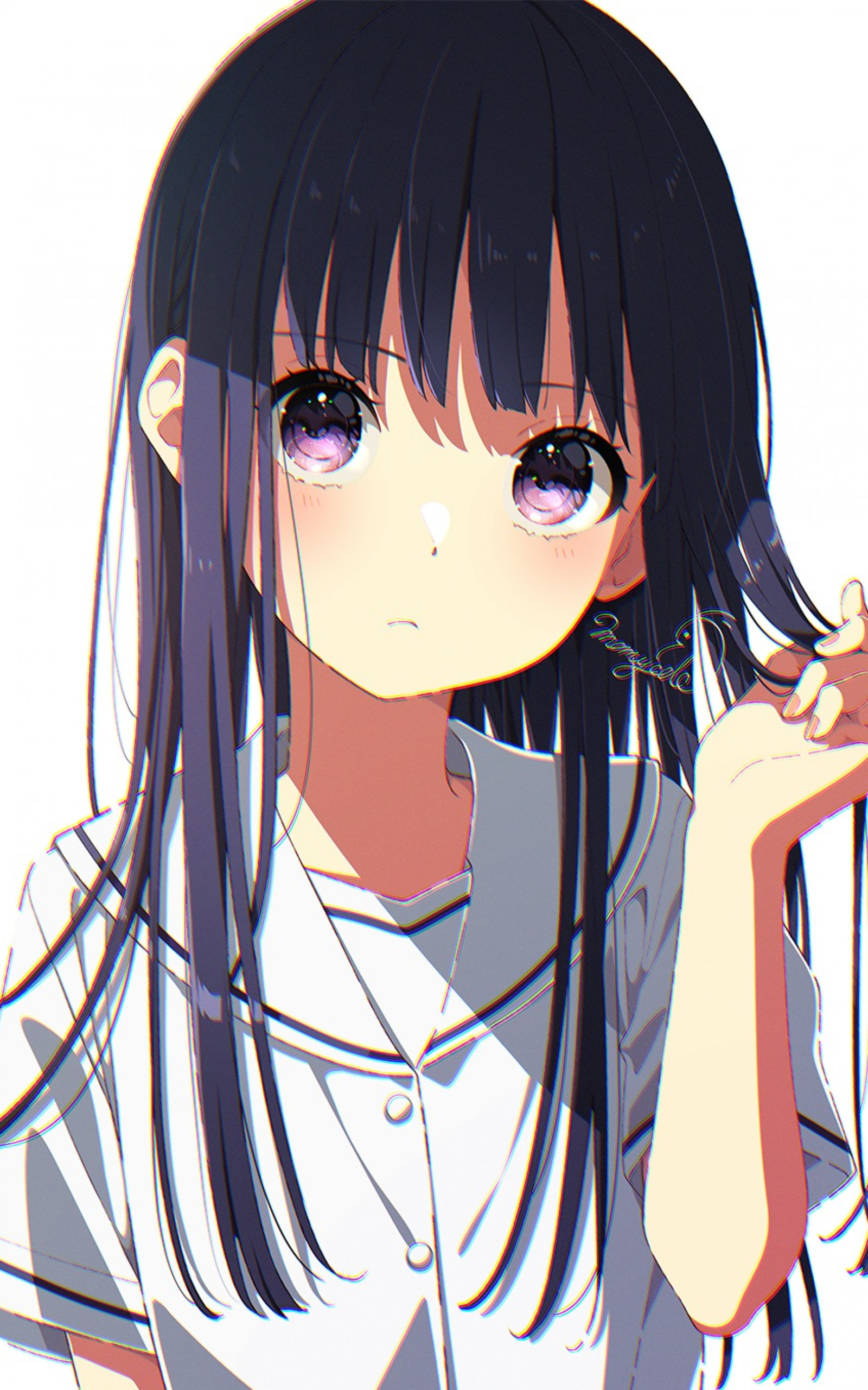 1600x2560 Download  Anime School Girl, Cute, Black Hair, Blushes, Long Hair Wallpaper for Google Nexus 10, Phone