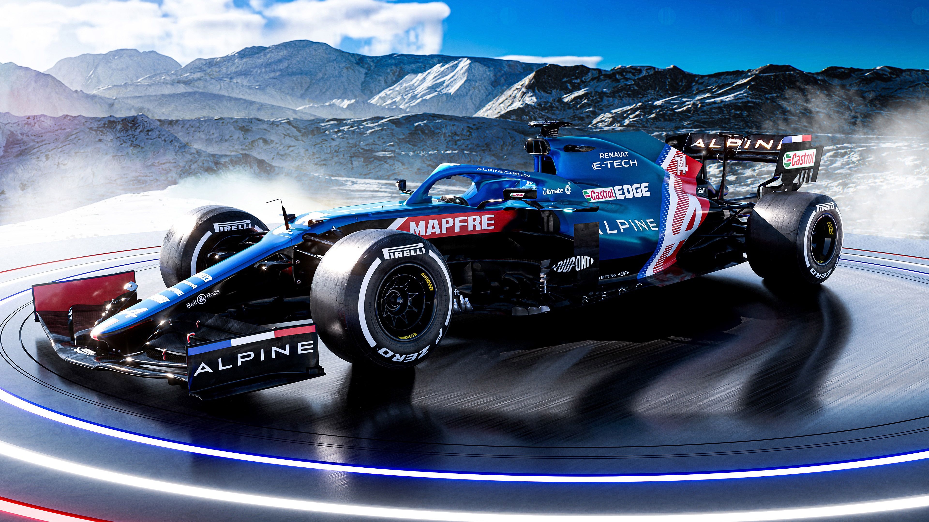 3840x2160 Blue Alpine A521 Formula 1 4K HD Cars Wallpaper, Desktop