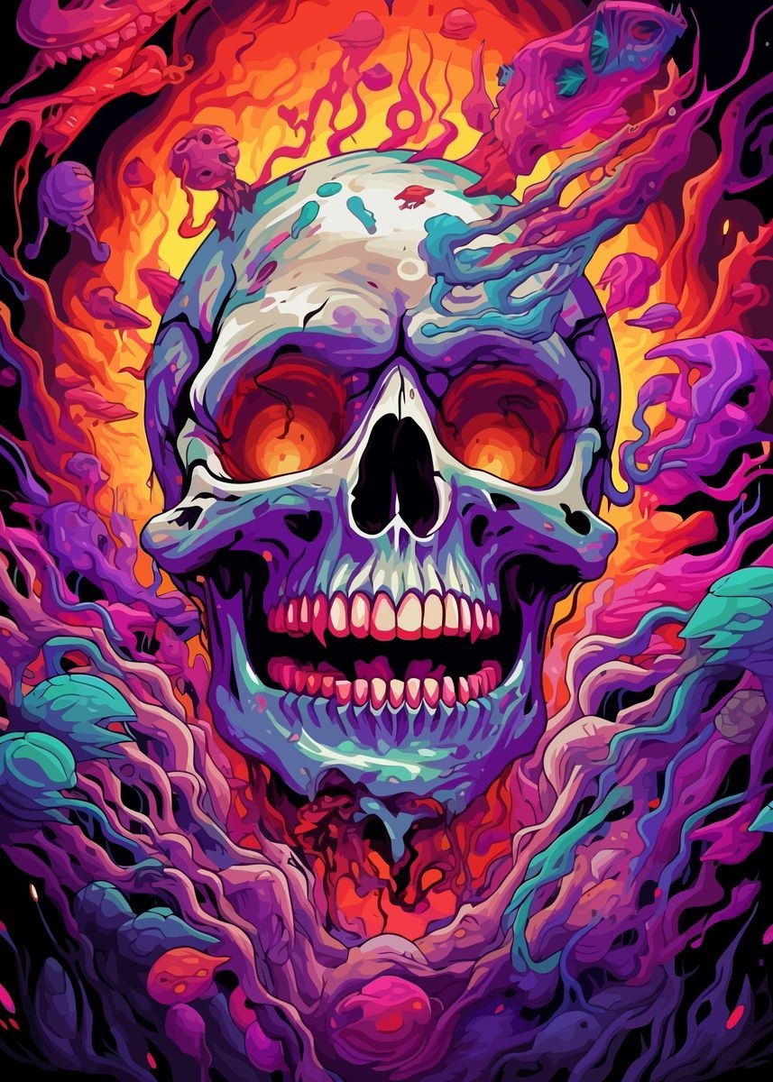 860x1200 Space Psychedelic Skull' Poster, Phone