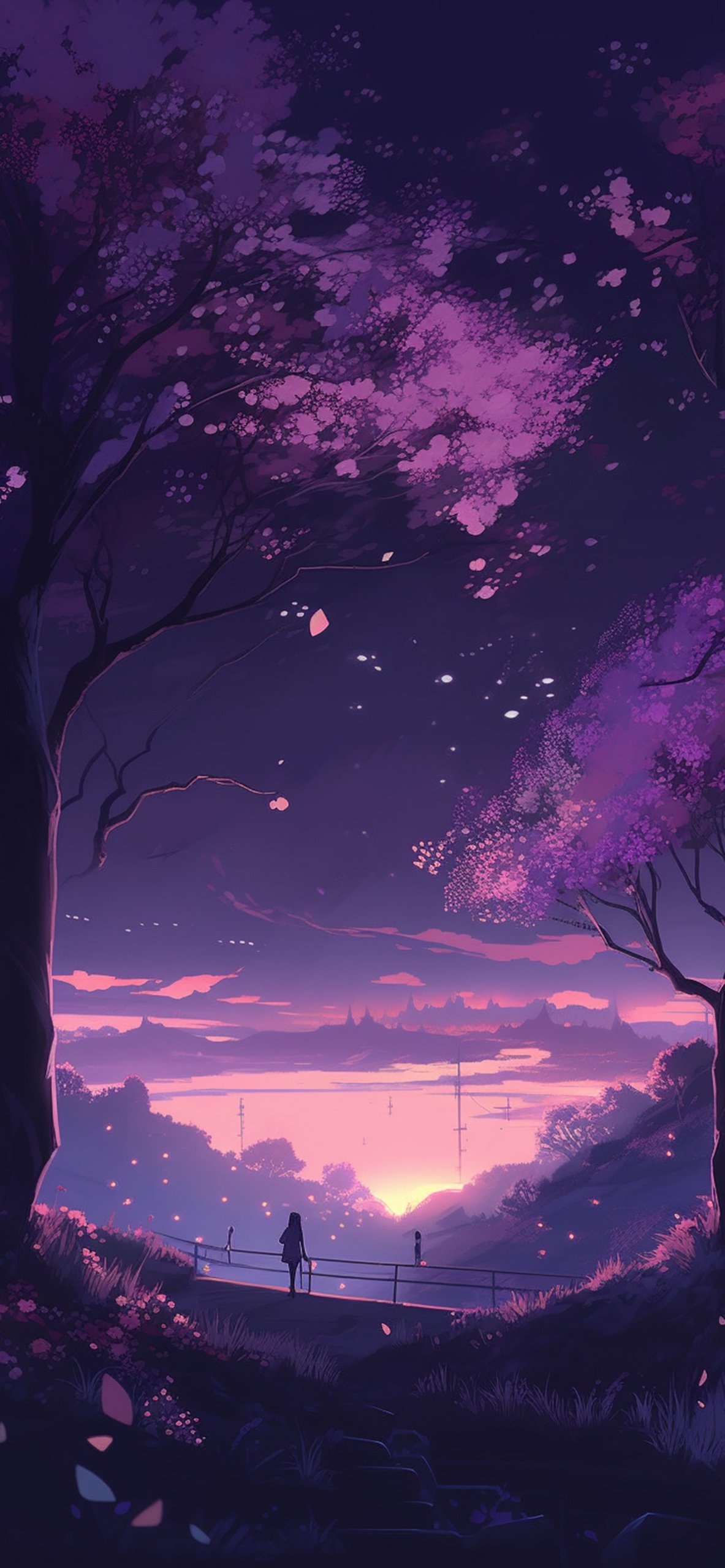 1190x2560 Night Purple Anime Wallpaper Purple Wallpaper iPhone 4k, Phone