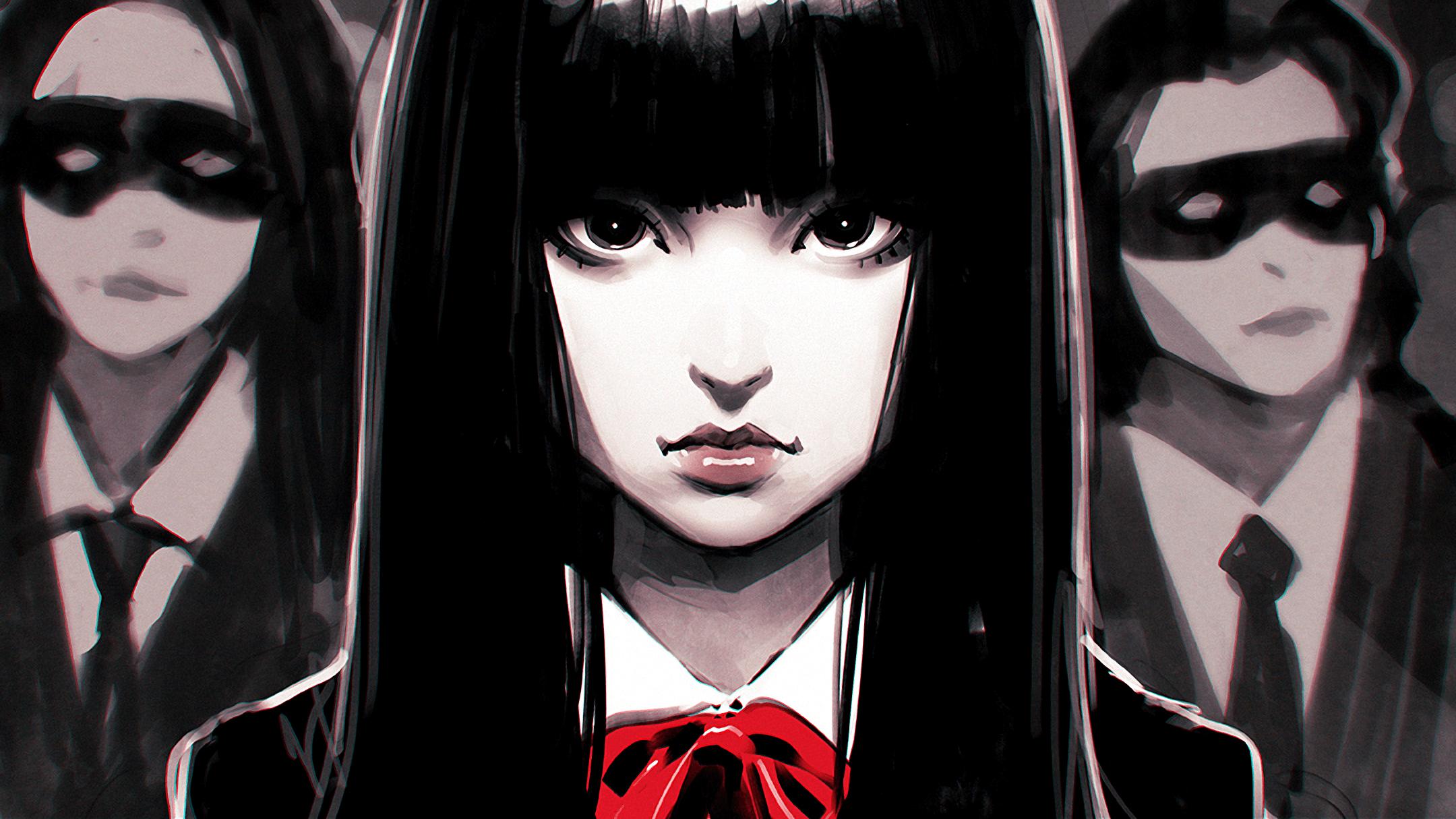 2160x1220 fan Art, Ilya Kuvshinov, Black Hair, Kill Bill Wallpaper HD, Desktop