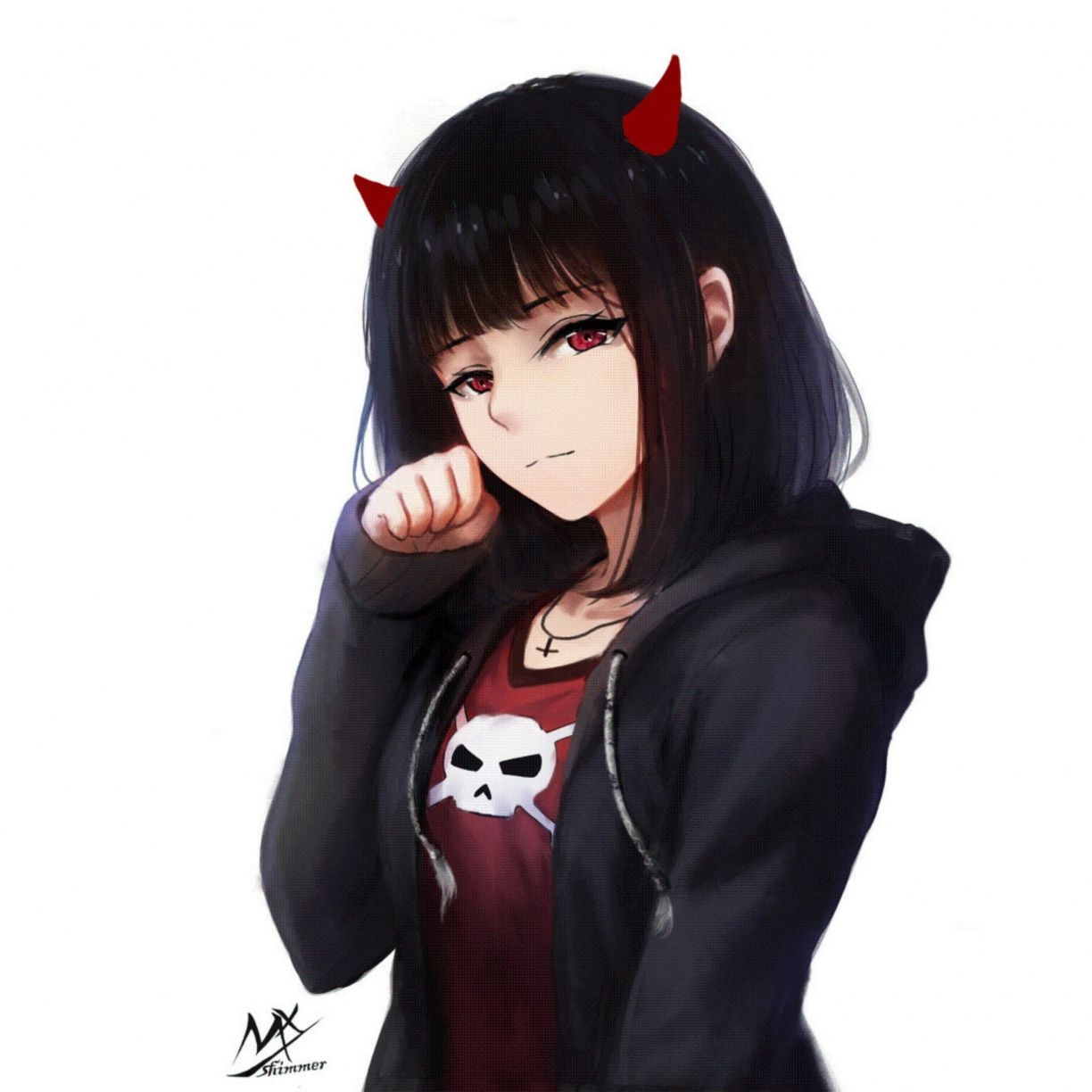 1230x1230 Devil, cute, anime girl, art wallpaper, 4500x HD image, picture, f7eaa417, Phone