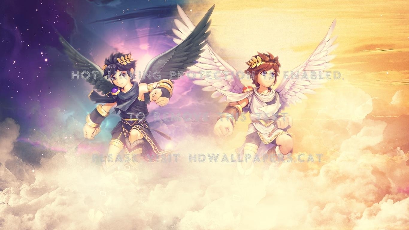 1370x770 double trouble kid icarus dark pit troubla, Desktop