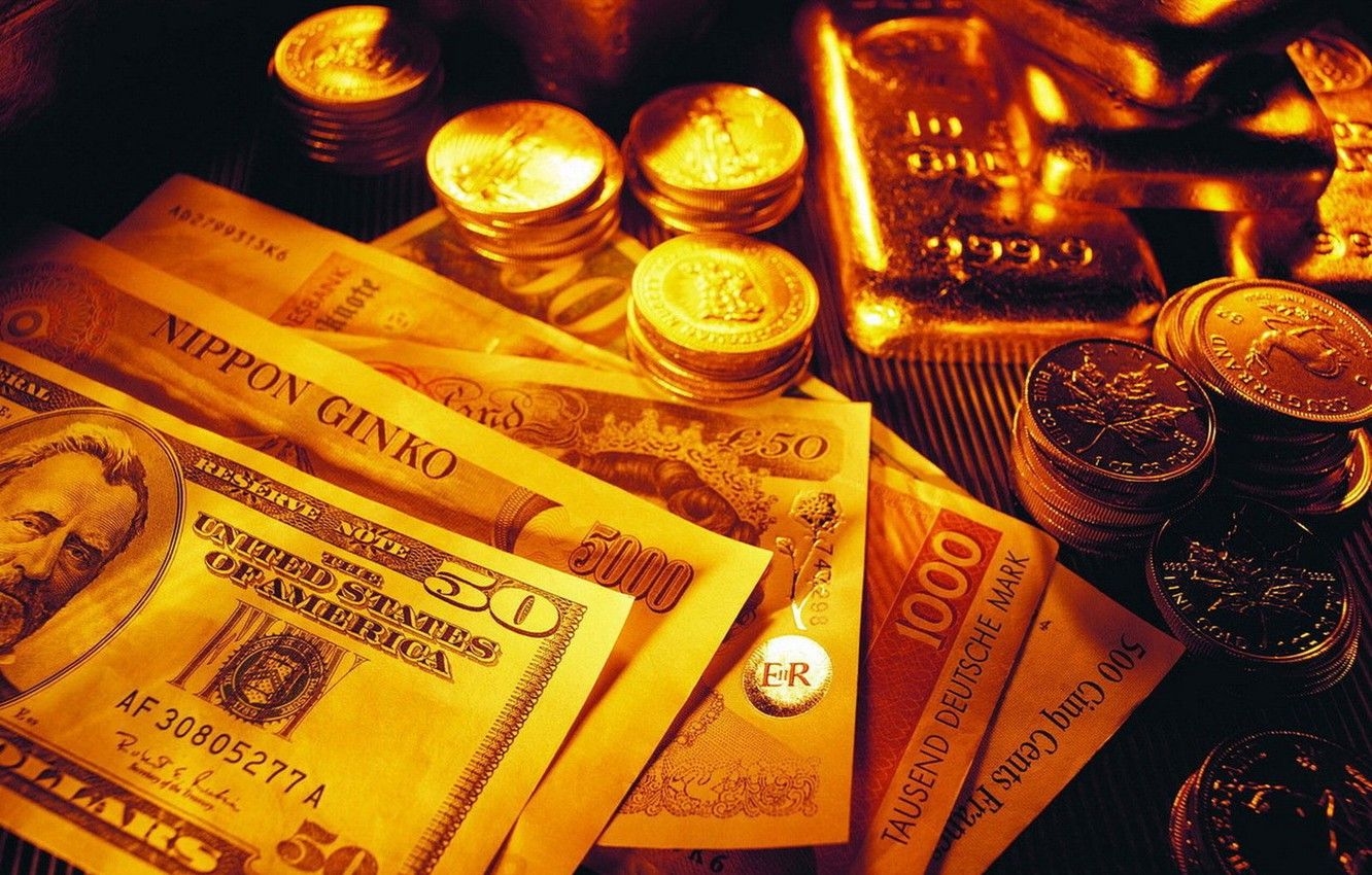 1340x850 Wallpaper gold, money, coins, dollars, bars image for desktop, Desktop