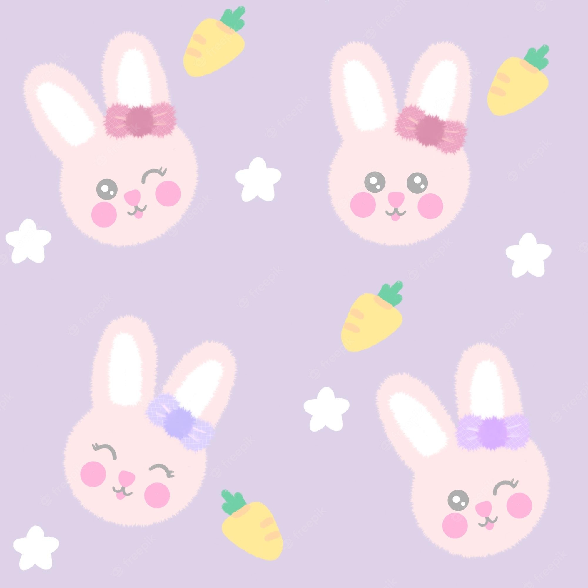 2000x2000 Premium Photo. Seamless small cute rabbit pattern on purple background, can be used for textile, wallpaper, clothi, Phone