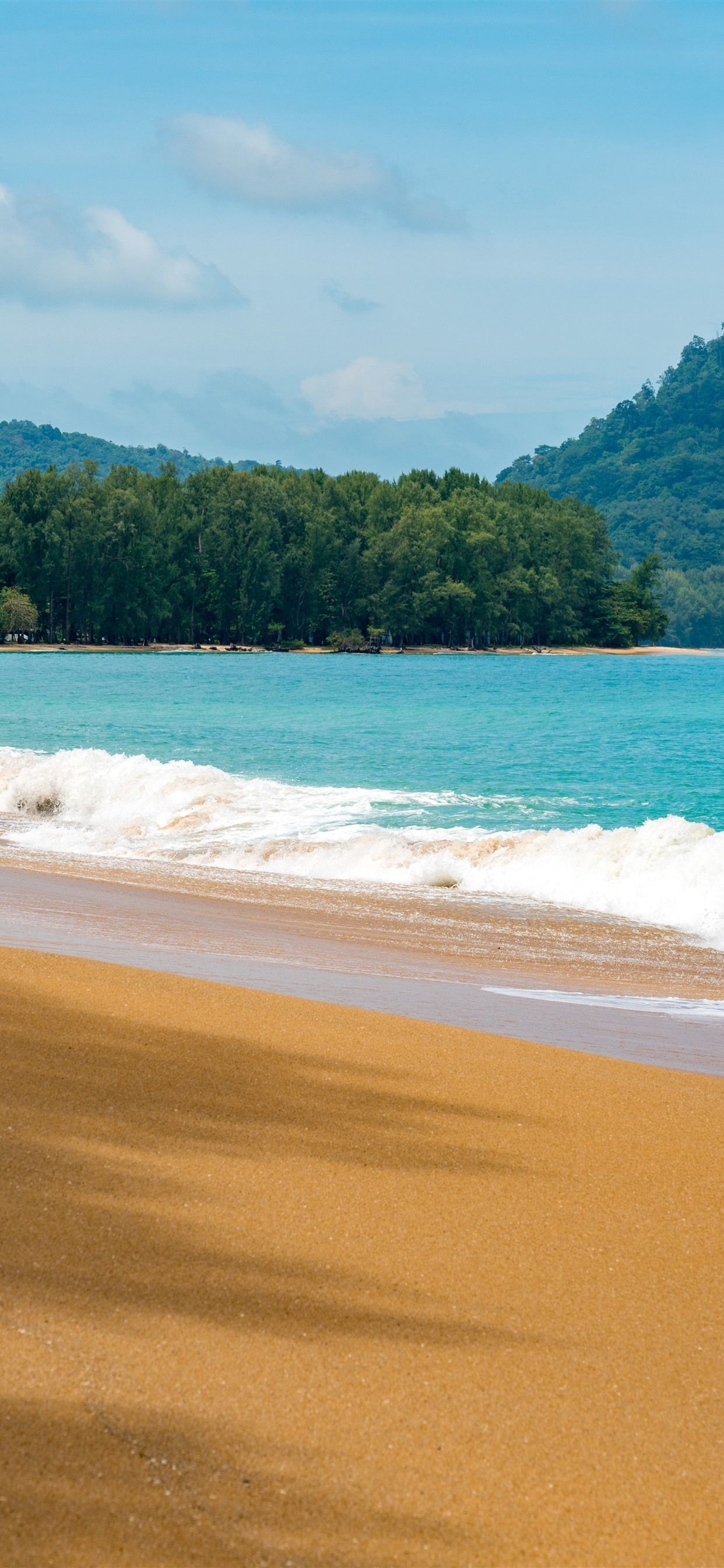 1250x2690 Beach, Sea, Waves, Mountains, Summer  IPhone 11 Pro XS, Phone