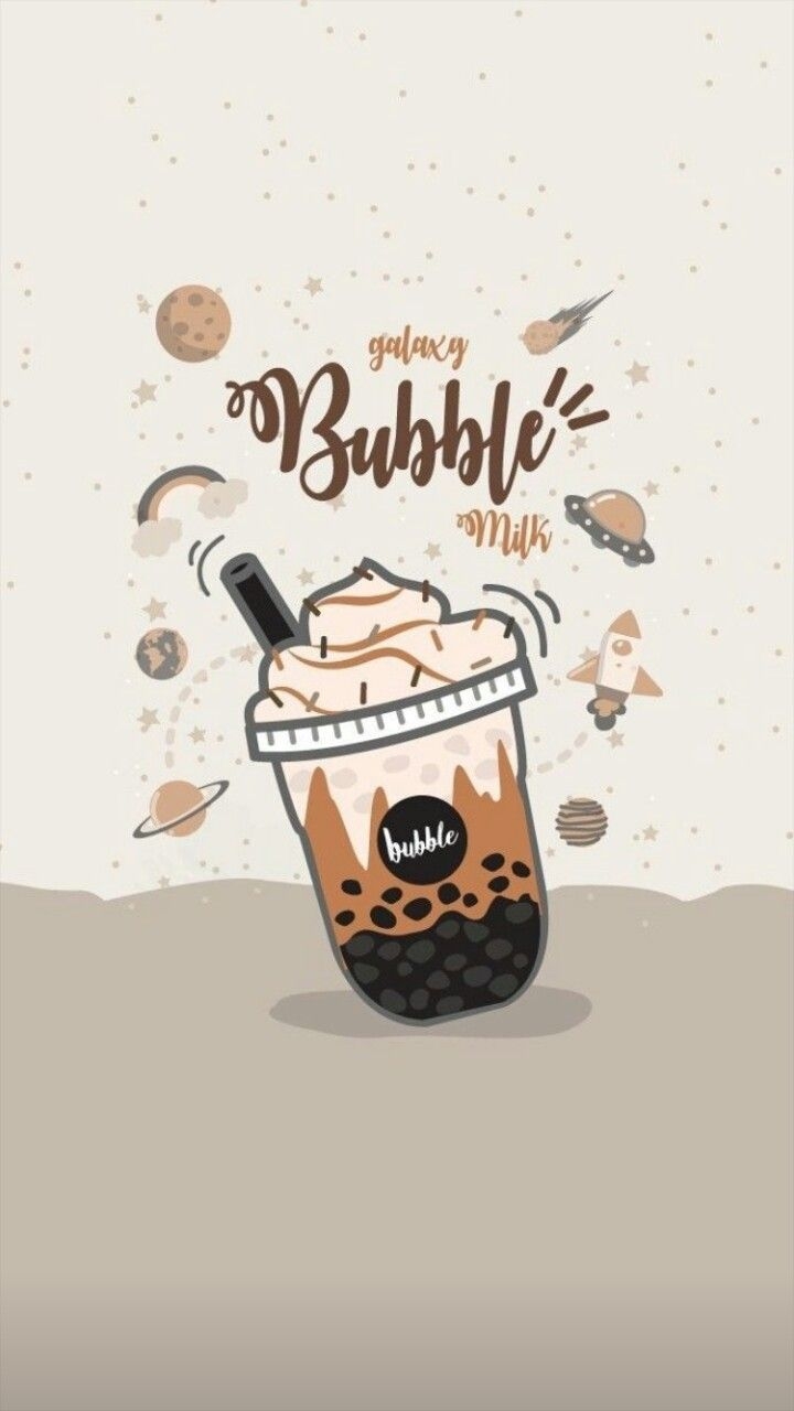 720x1280 Boba milk aesthetic. Seni buku, Ilustrasi makanan, Seni, Phone