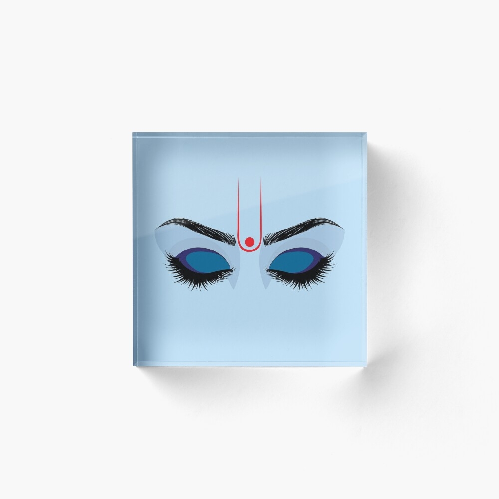 1000x1000 Krishna eyes on blue Art Board Print, Phone