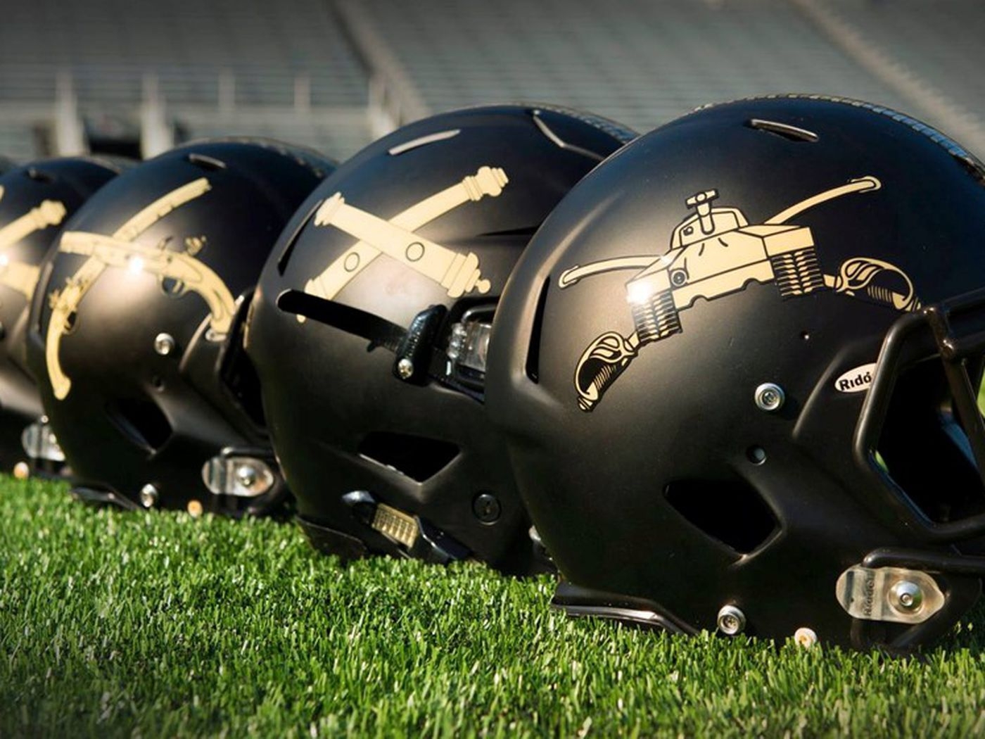 1400x1050 Army's awesome helmets for the Navy game, with different military insignia for each position, Desktop