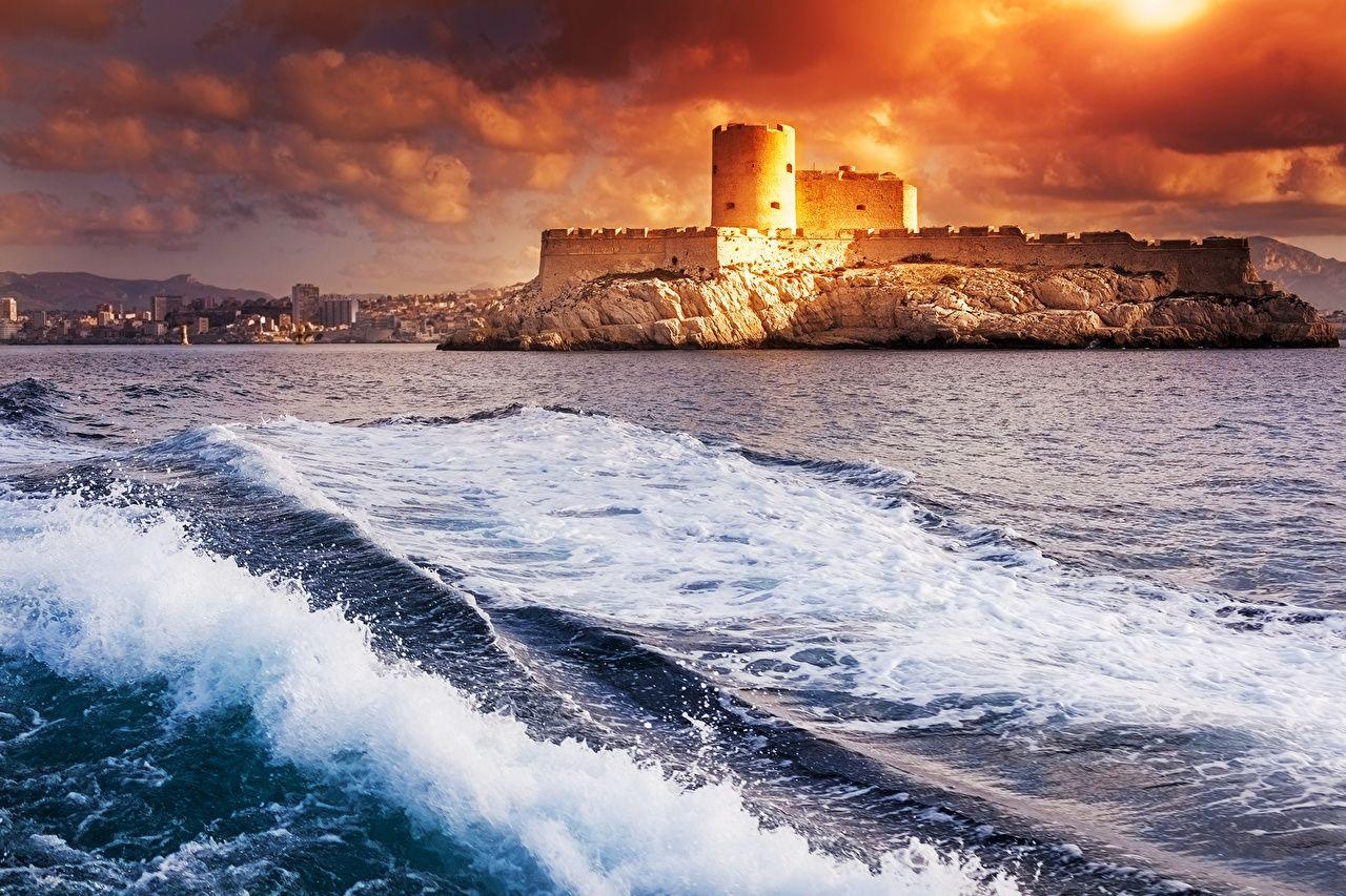 1280x860 Wallpaper Marseille France Monte Cristo If Castle Sea Castles Waves, Desktop