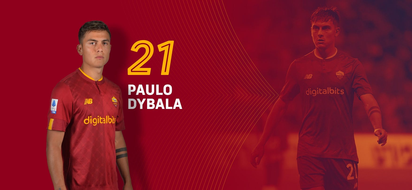 1760x820 Dybala, Paulo Number 21 Jersey Roma Store, Dual Screen