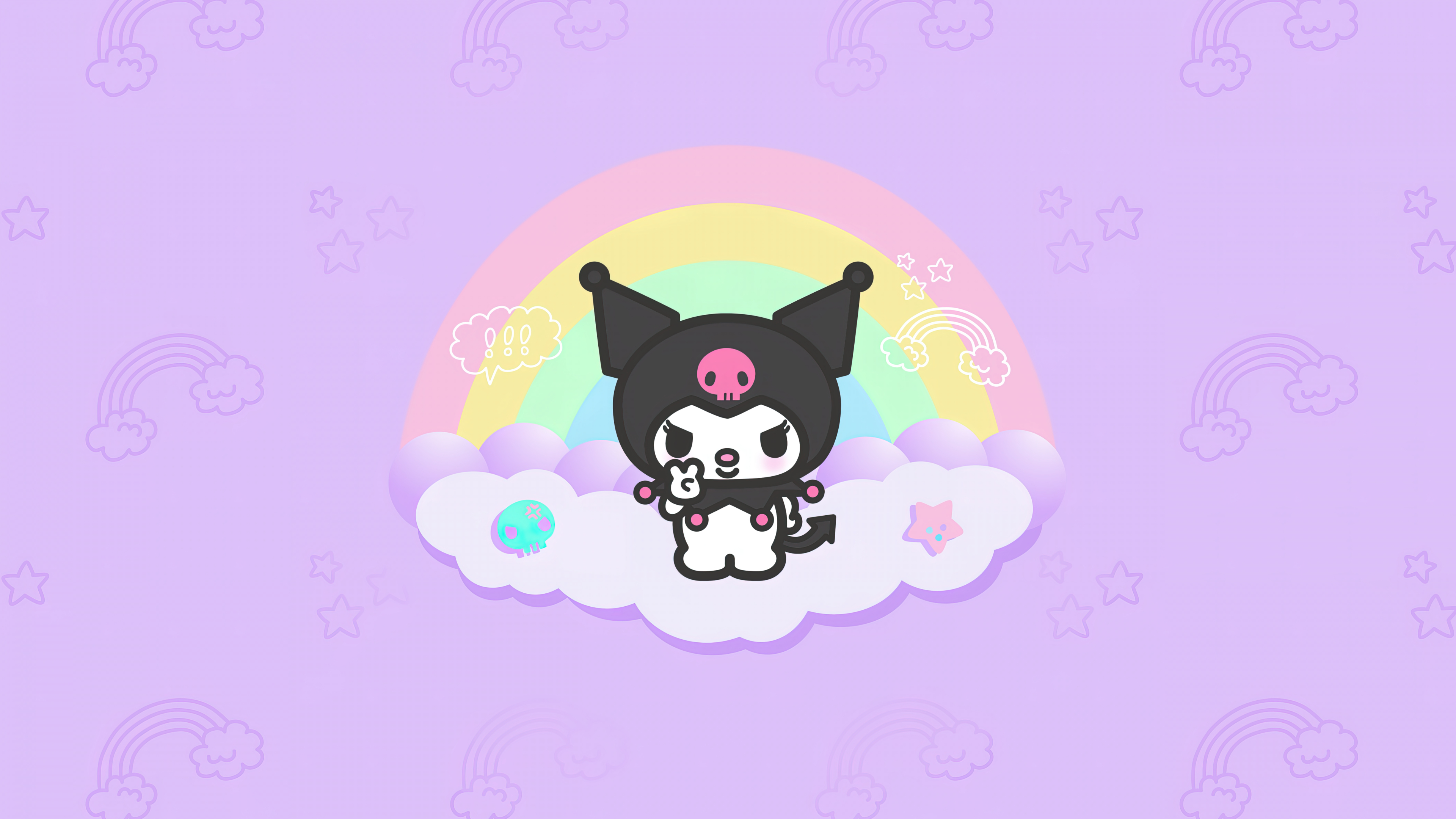 3840x2160 Kuromi Wallpaper 4K, Hello Kitty, Black, Desktop