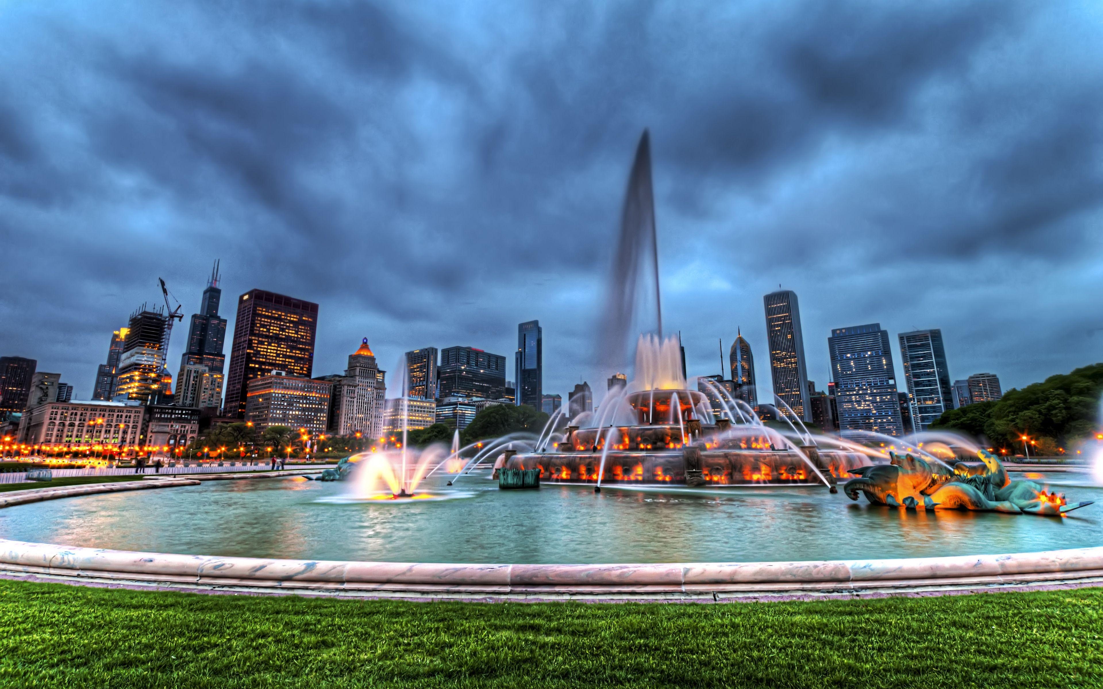 3840x2400 Buckingham Fountain, Chicago, Illinois, United States of America, Desktop