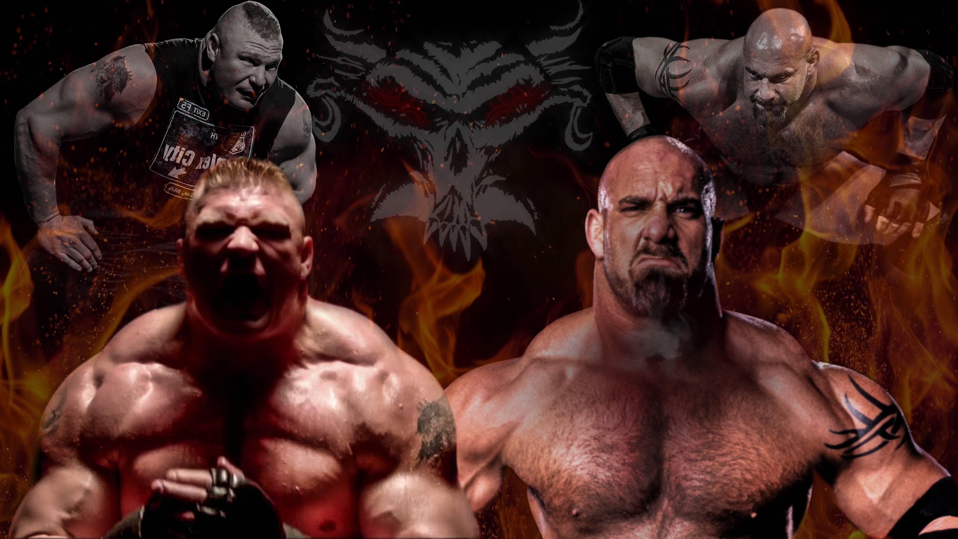 3840x2160 I just made my first wallpaper - Brock Lesnar vs Goldberg. What do you think?, Desktop