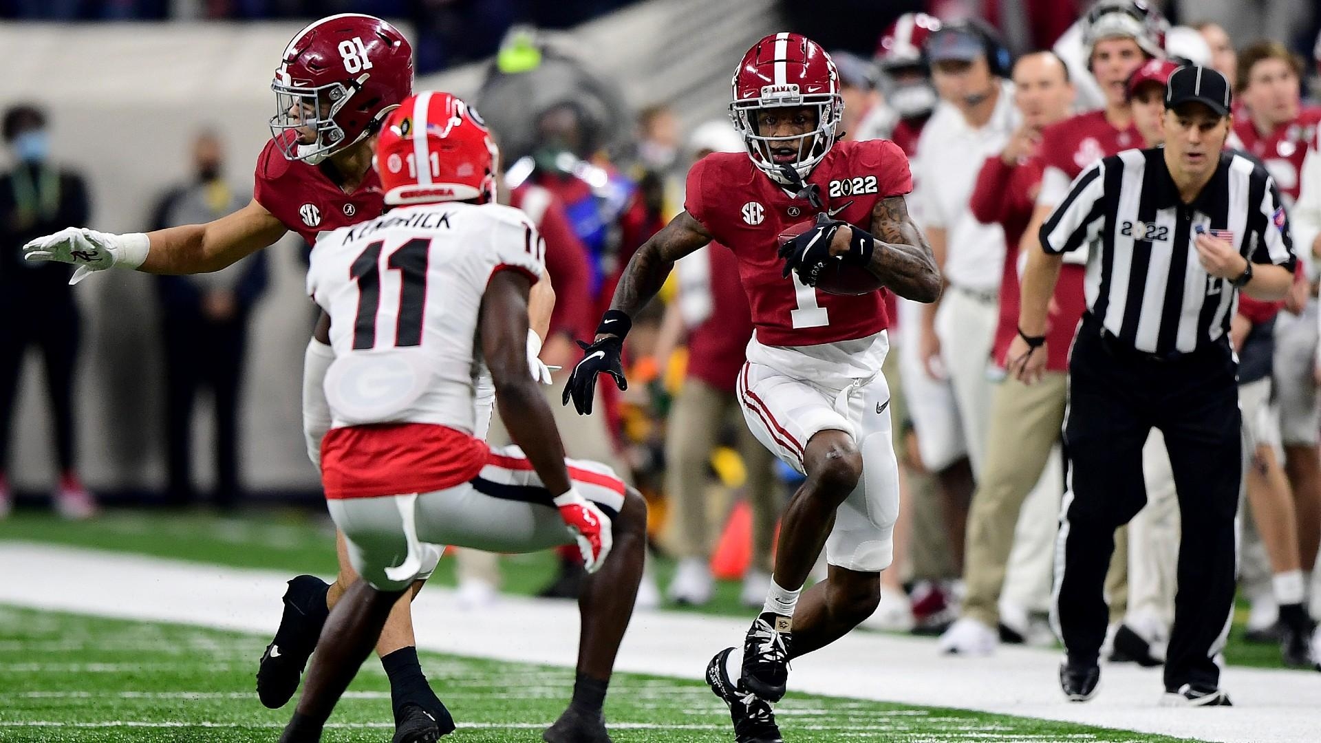 1920x1080 Jameson Williams injury update: Alabama WR suffered torn ACL in national title game against Georgia, Desktop