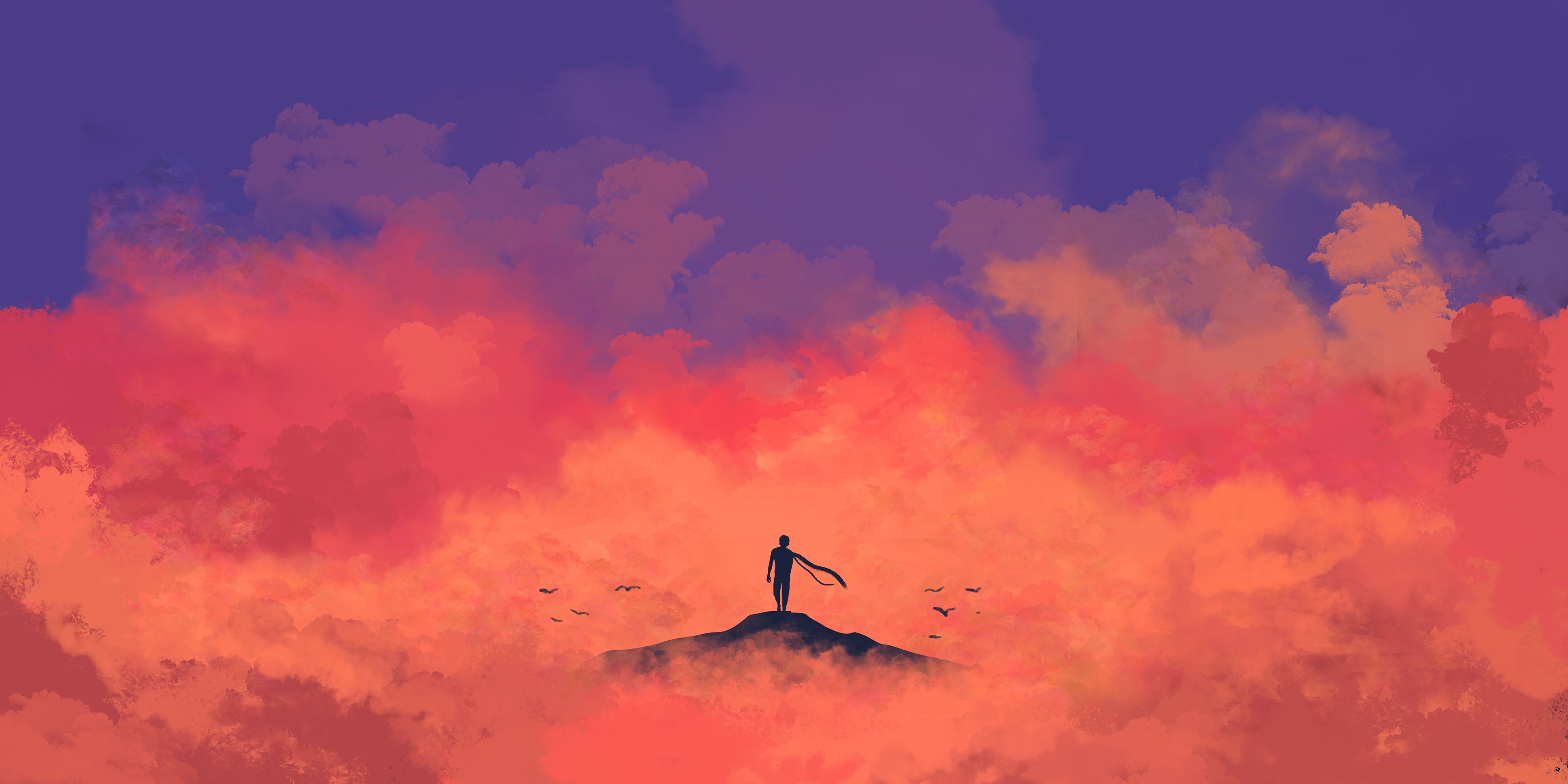3840x1920 Anime Minimalism 4k, HD Anime, 4k Wallpaper, Image, Background, Dual Screen