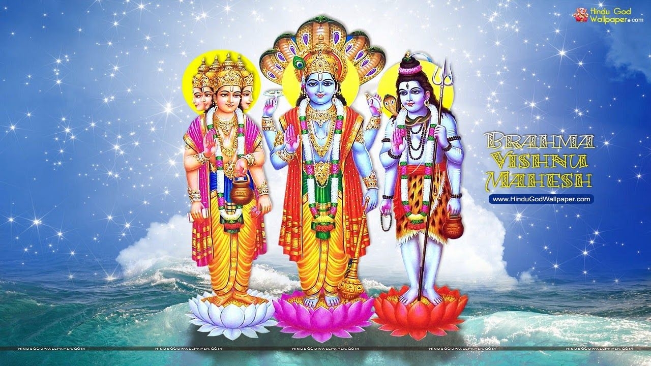 1280x720 Hindu God Wallpaper for Desktop: Brahma Vishnu Mahesh Wallpaper, Desktop