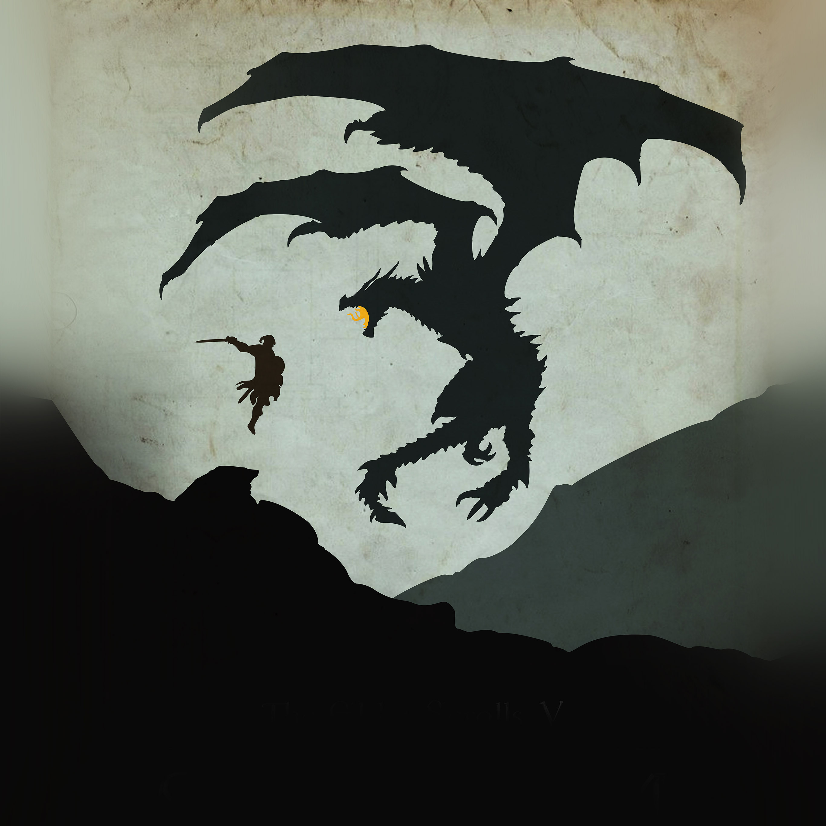 2740x2740 skyrim wallpaper, dragon, bat, illustration, fictional character, shadow, Phone