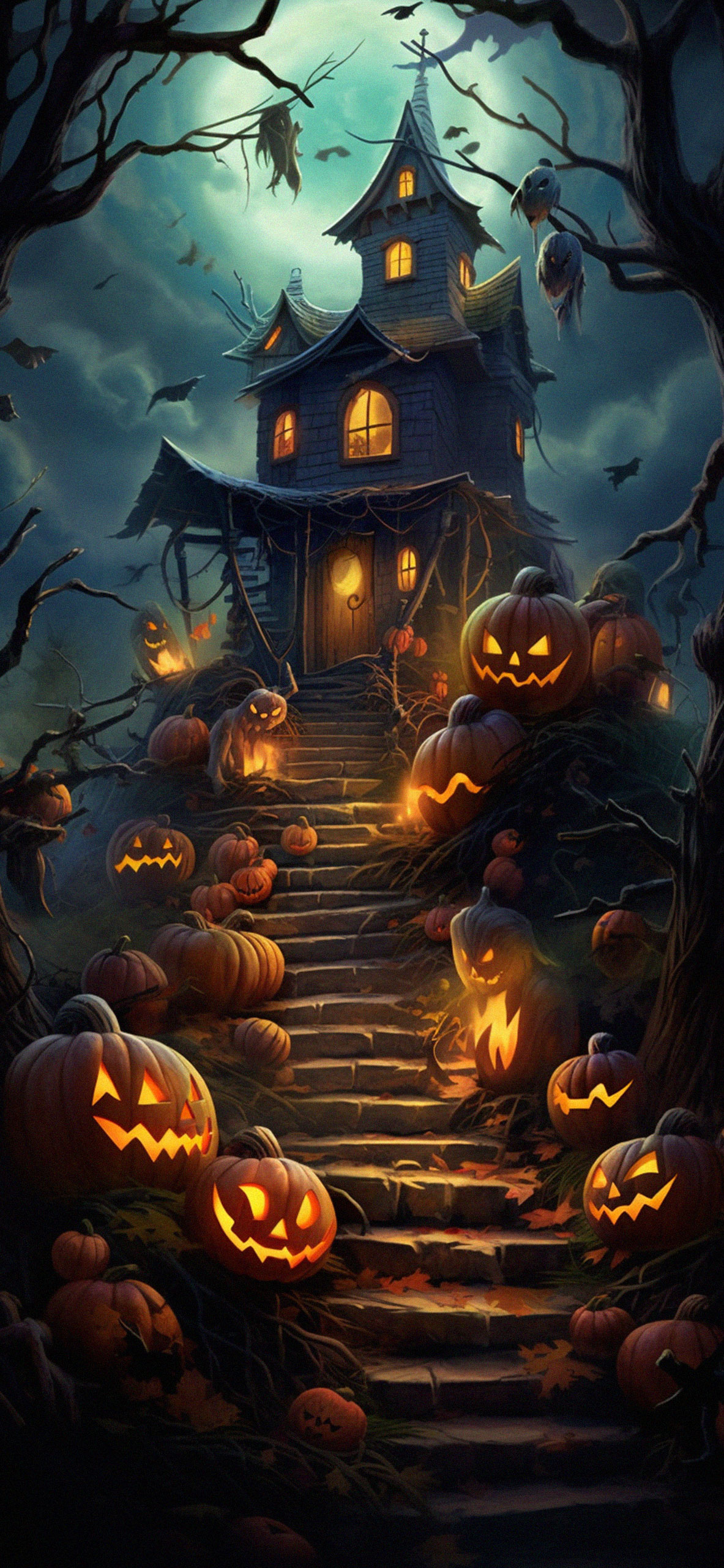 1190x2560 Haunted House Cool Scary Wallpaper, Phone