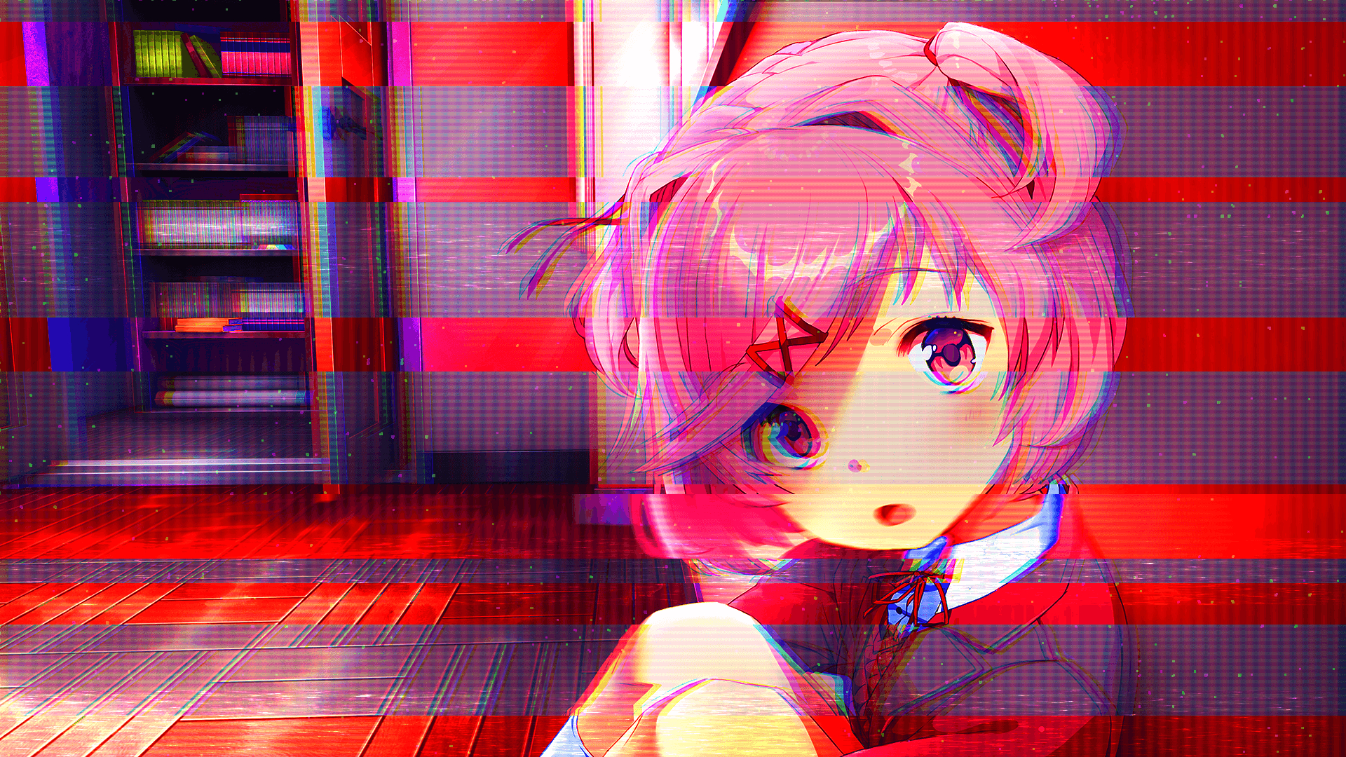 1920x1080 Glitched Natsuki wallpaper, Desktop