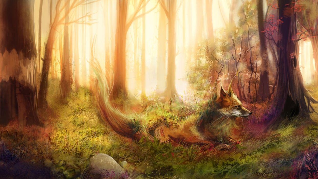 1250x700 Foxes Painting Art Forest Animals fox wallpaperx1080, Desktop