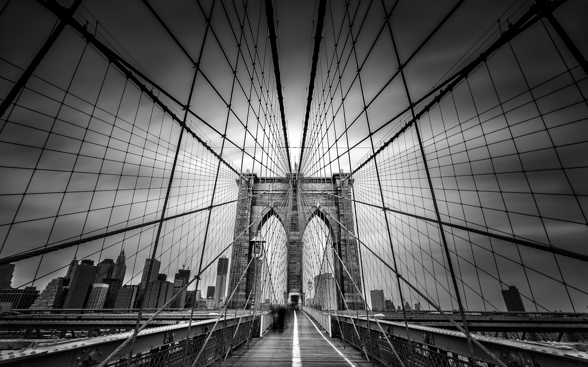 1920x1200 Brooklyn Bridge Black And White HD Wallpaper 23391, Desktop