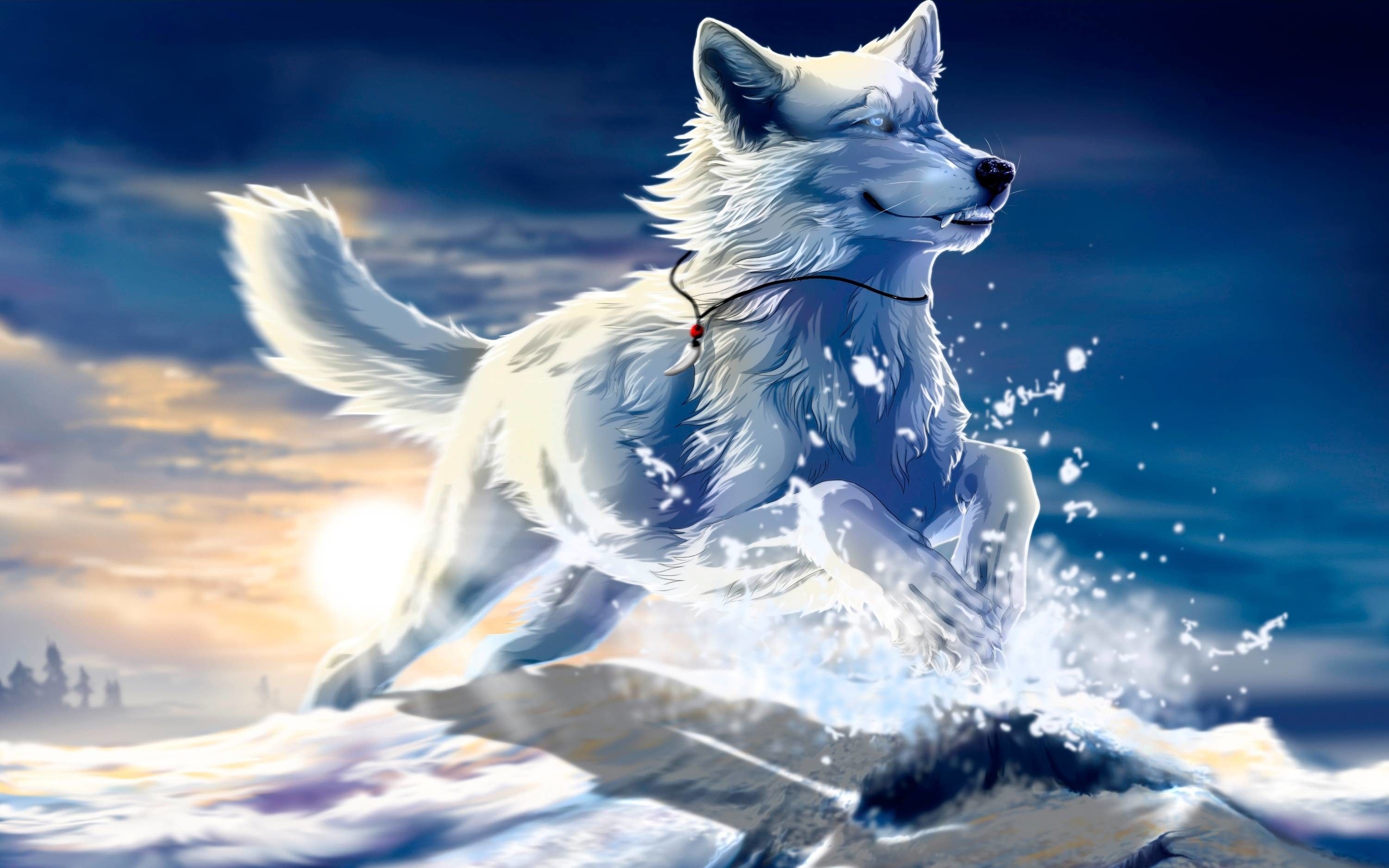 3000x1880 Blue Anime Wolf Wallpaper Free Blue Anime Wolf Background, Desktop