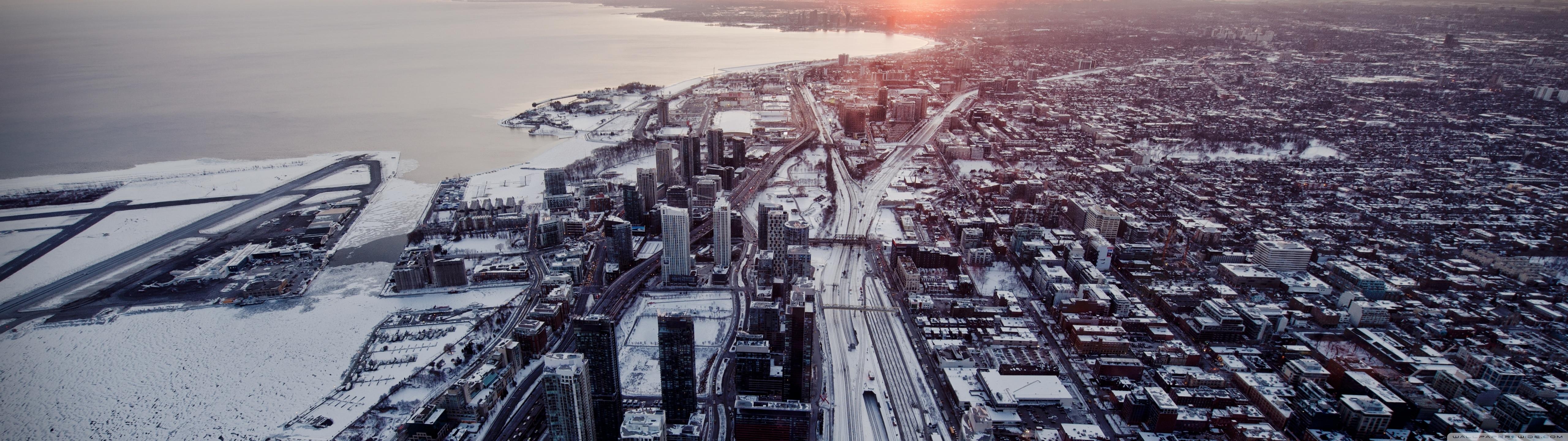 5120x1440 Arial View of Toronto[], Dual Screen